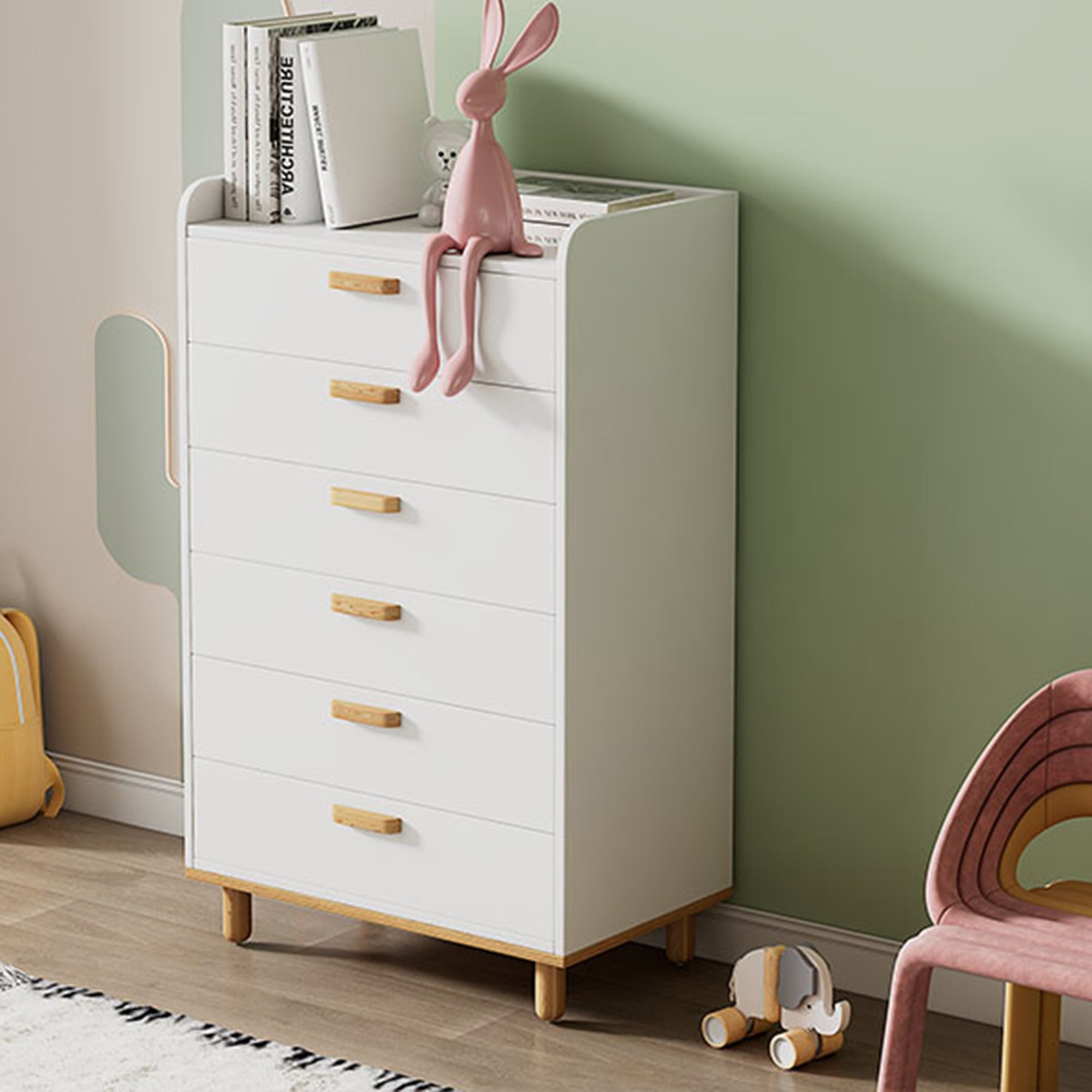 2-Drawer Rubber Wood Nightstand in Walnut