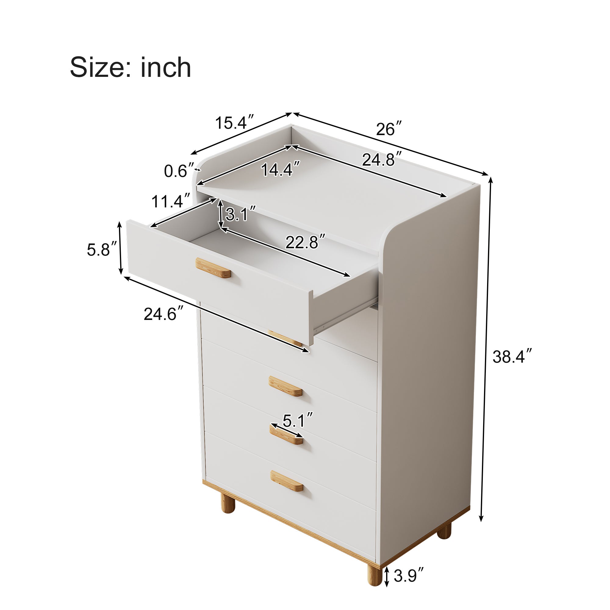 2-Drawer Rubber Wood Nightstand in Walnut