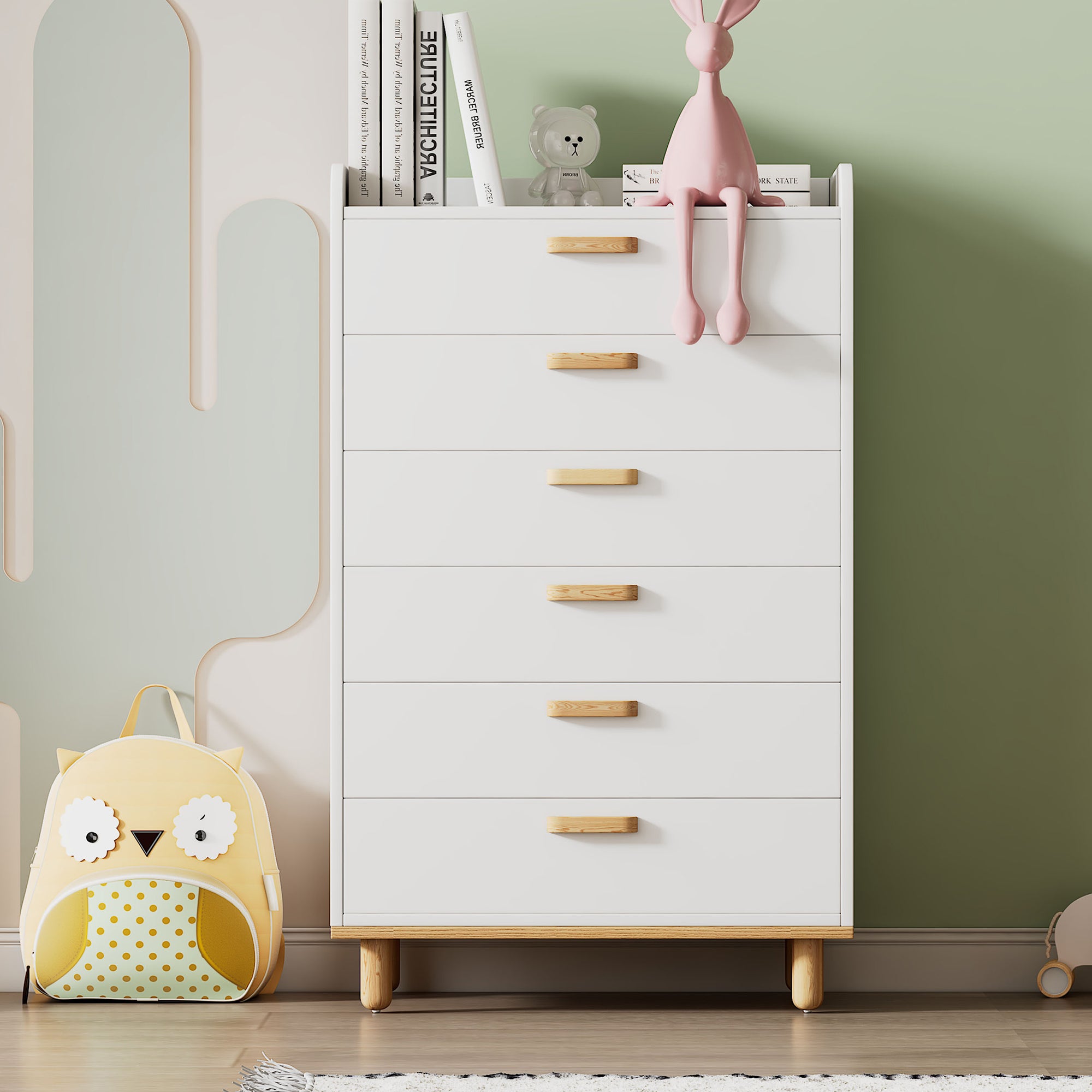 2-Drawer Rubber Wood Nightstand in Walnut