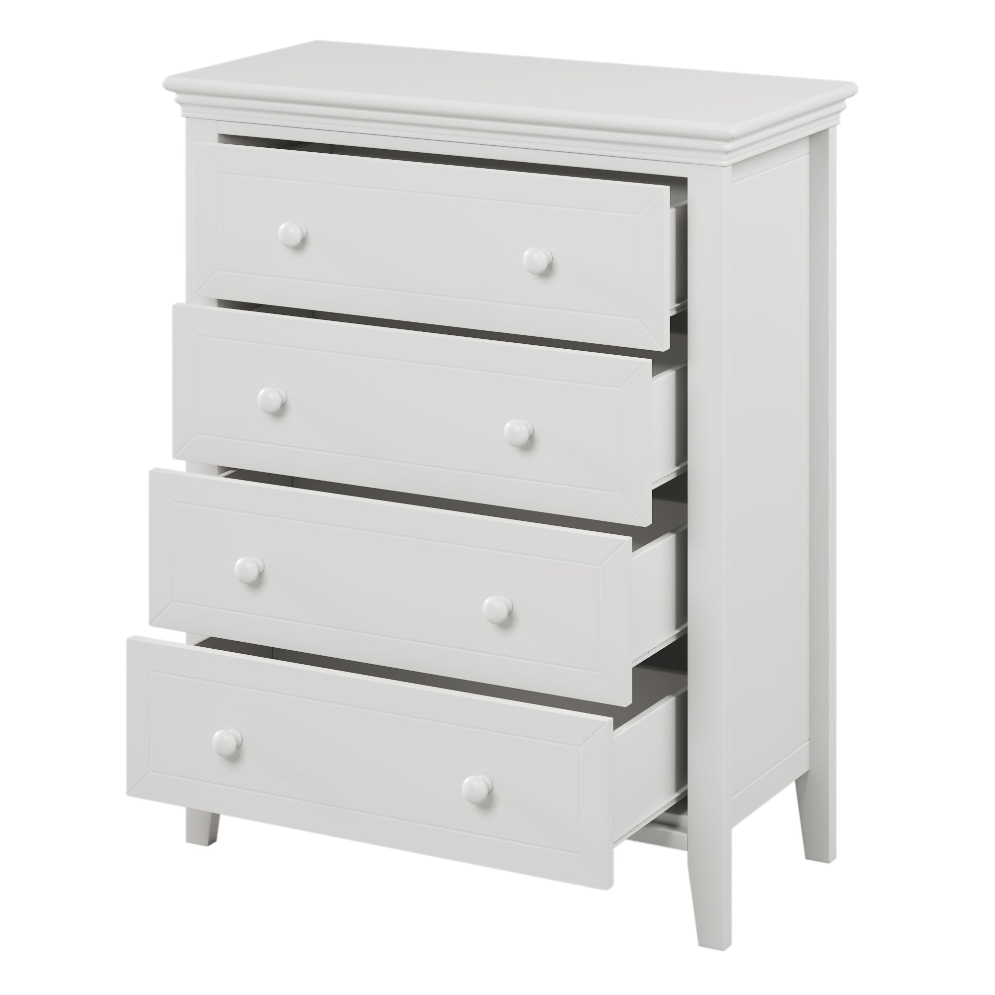2-Drawer Rubber Wood Nightstand in Antique White