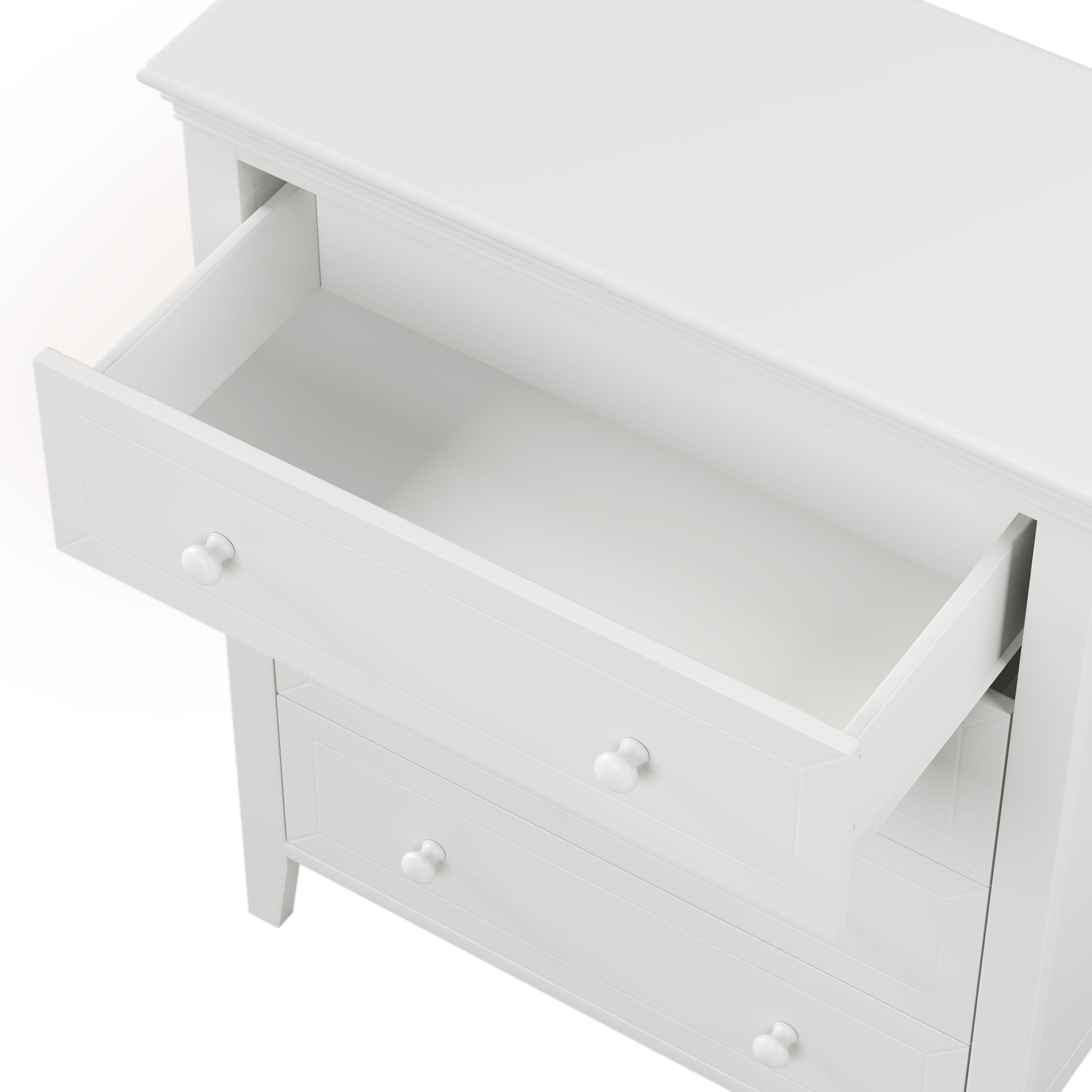 2-Drawer Rubber Wood Nightstand in Antique White
