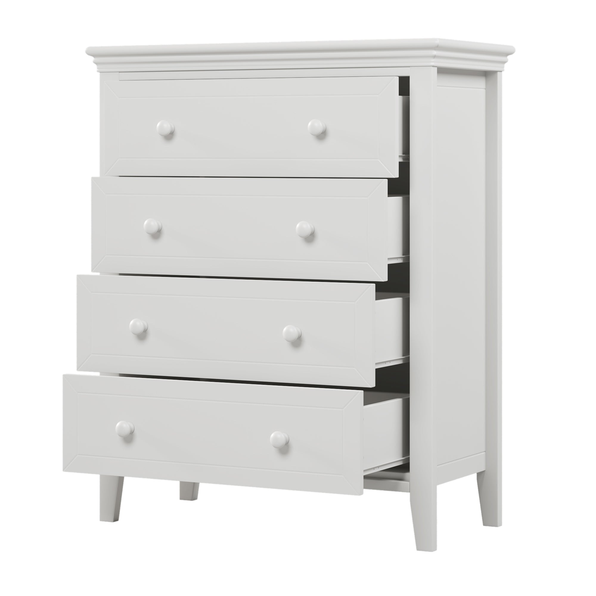 2-Drawer Rubber Wood Nightstand in Antique White