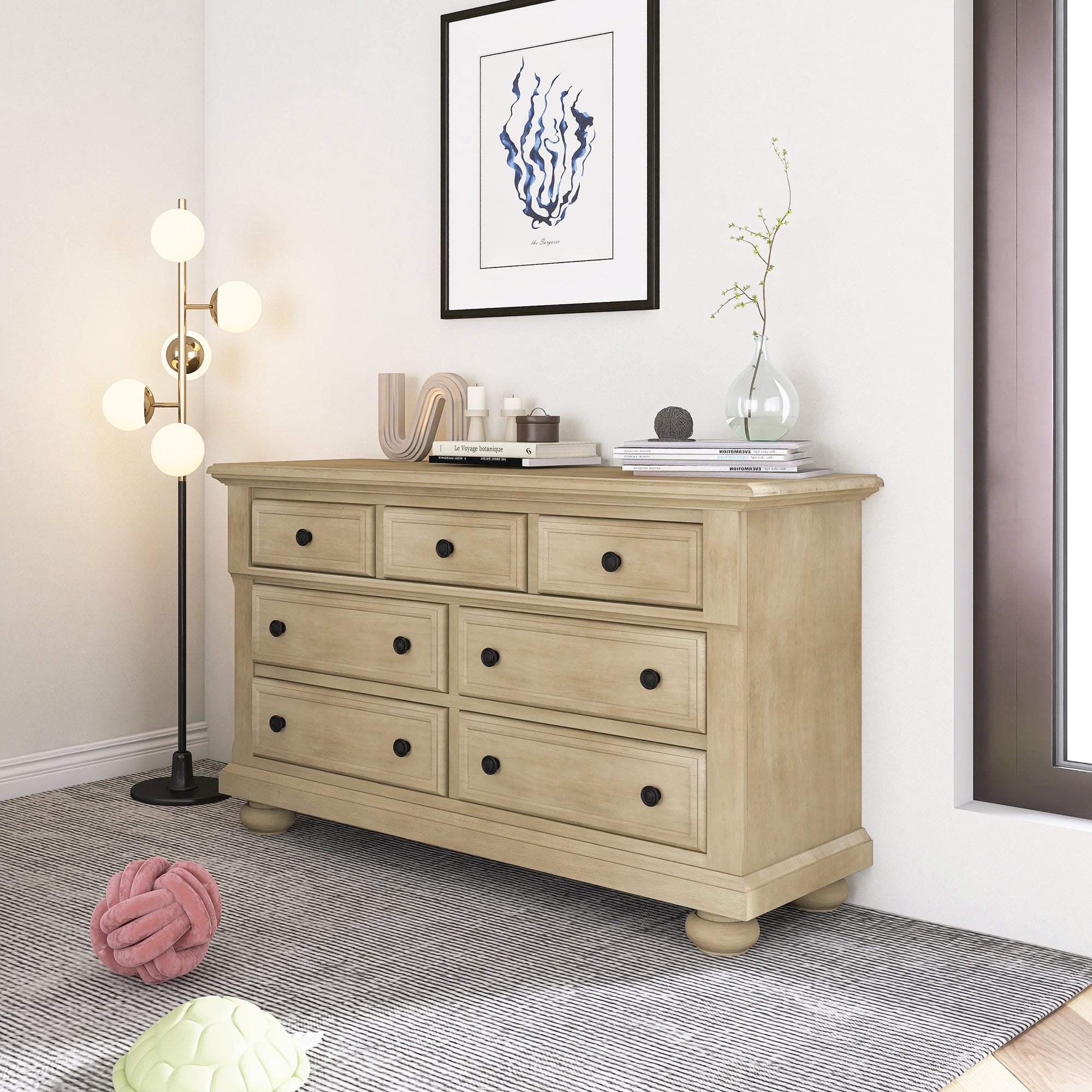 Solid Wood Bedroom Seven-Drawer Dresser for Nursery