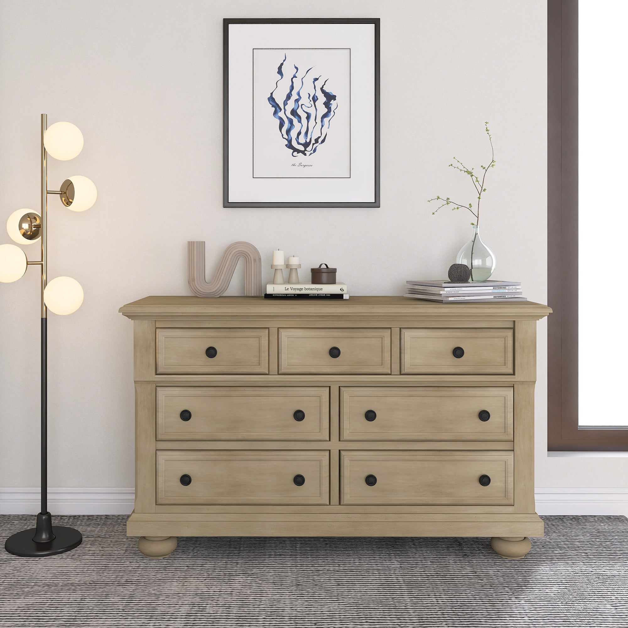 Solid Wood Bedroom Seven-Drawer Dresser for Nursery