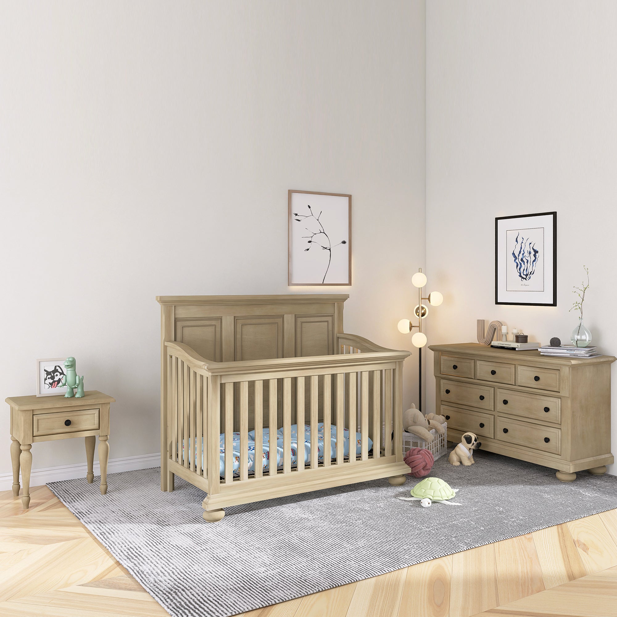 Solid Wood Bedroom Seven-Drawer Dresser for Nursery