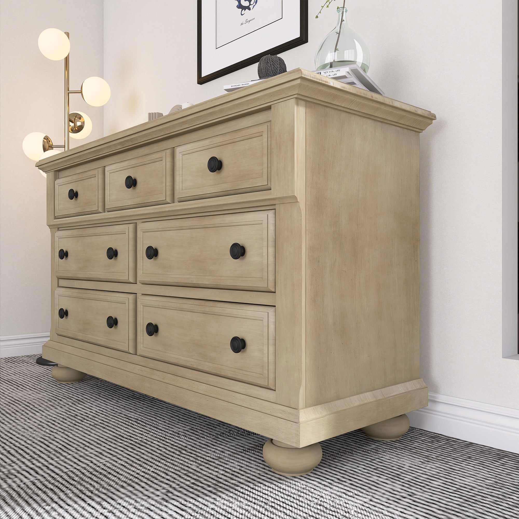 Solid Wood Bedroom Seven-Drawer Dresser for Nursery