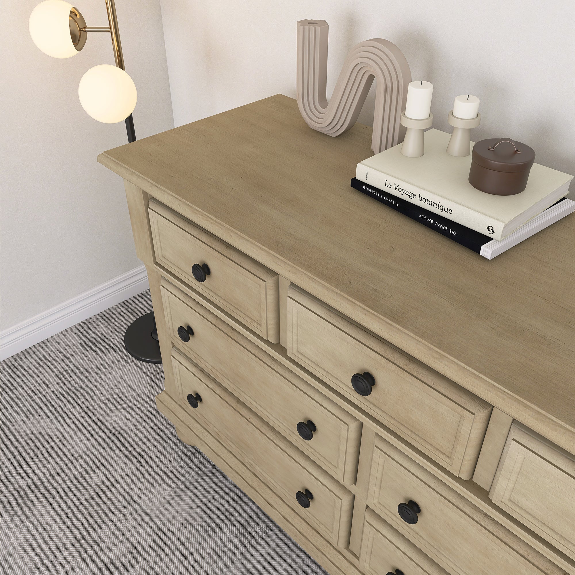 Solid Wood Bedroom Seven-Drawer Dresser for Nursery