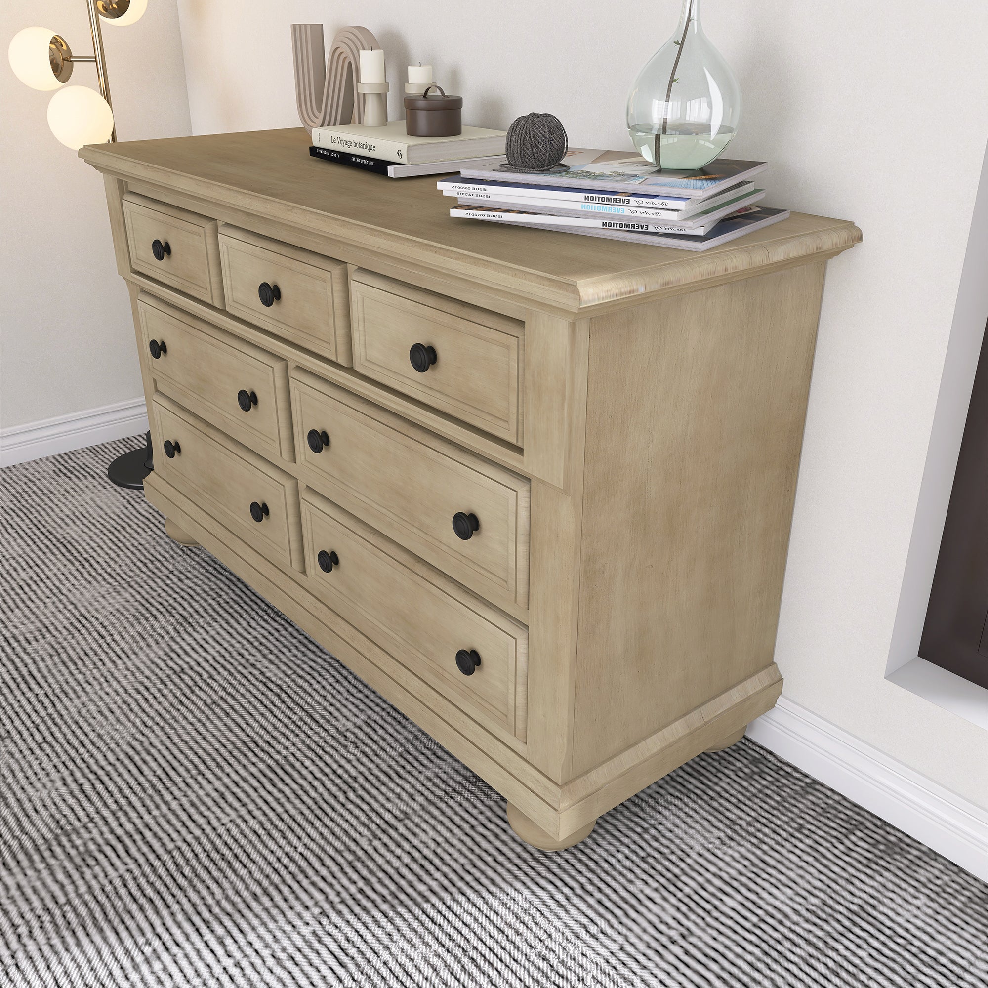 Solid Wood Bedroom Seven-Drawer Dresser for Nursery