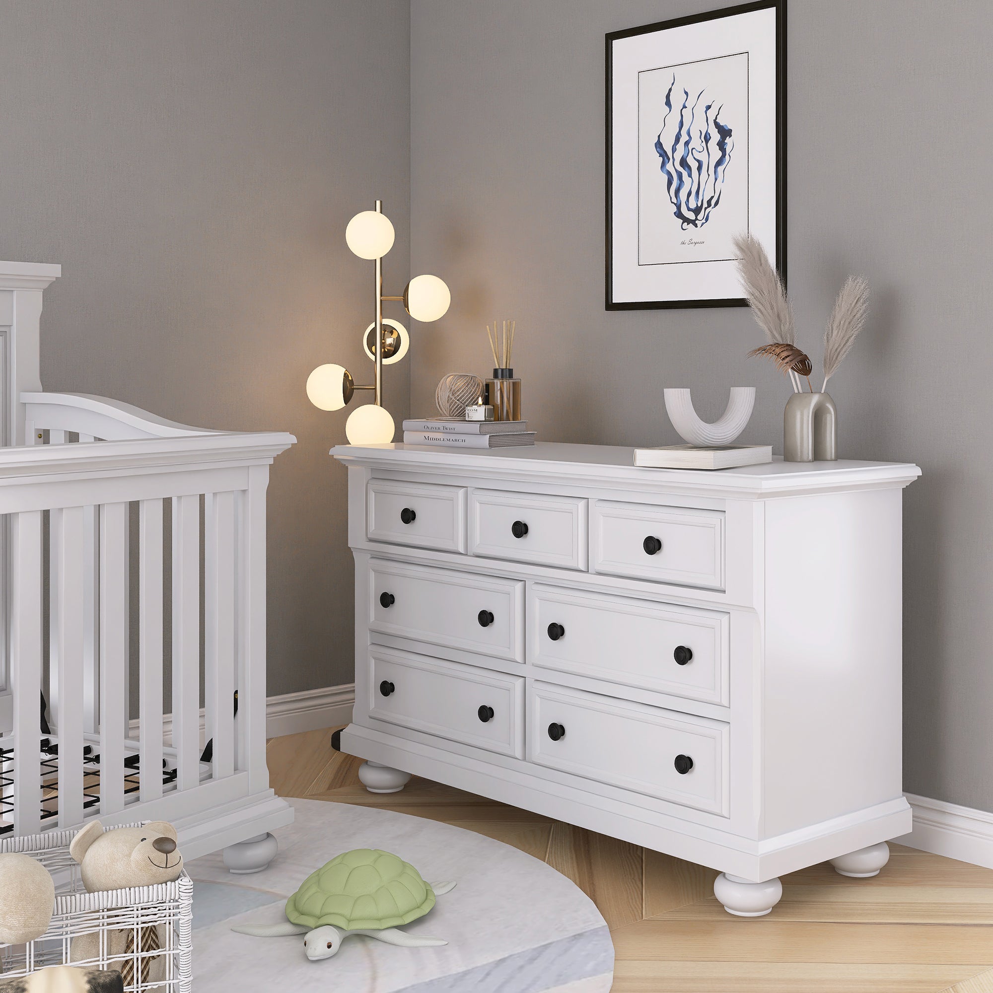 Solid Wood Bedroom Seven-Drawer Dresser for Nursery