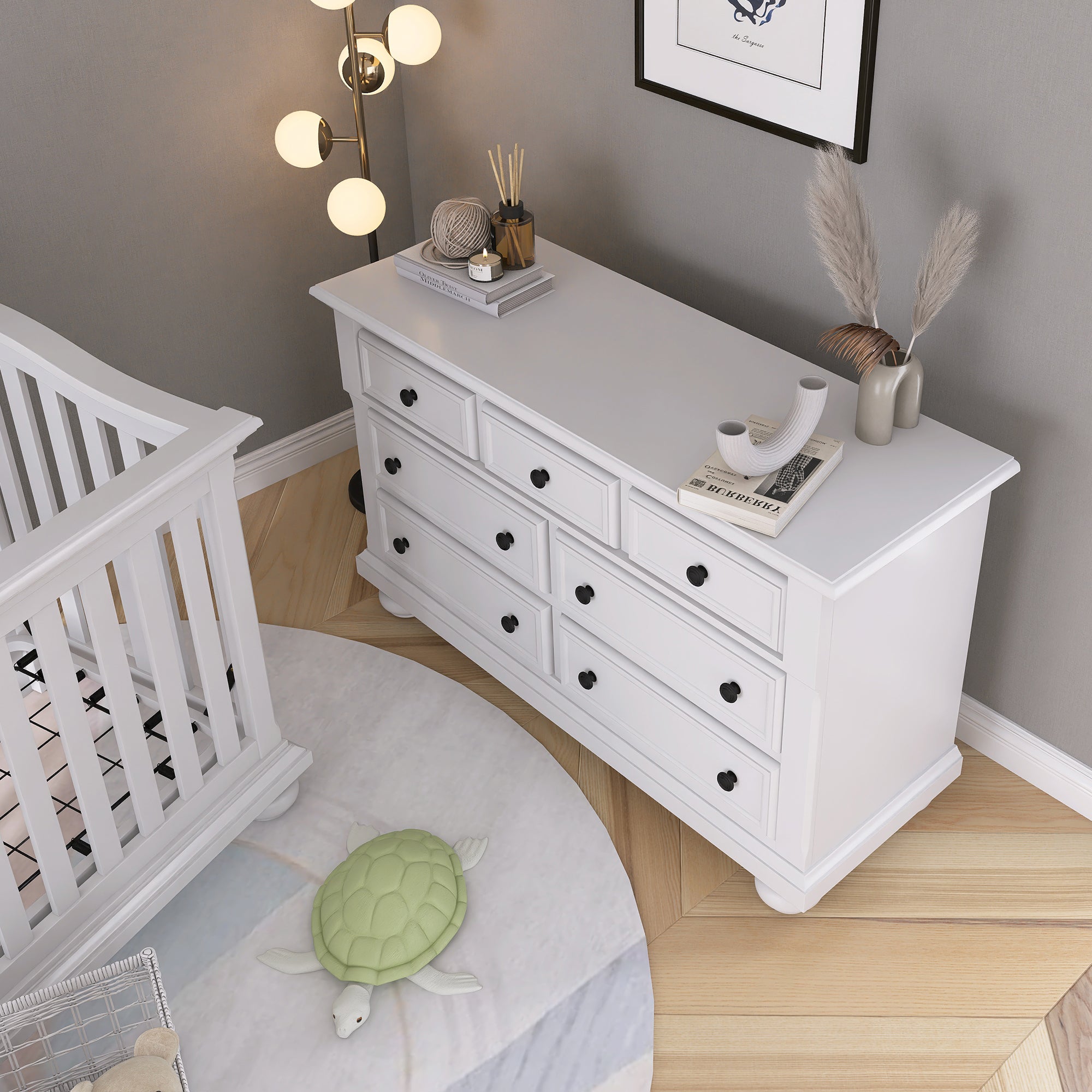 Solid Wood Bedroom Seven-Drawer Dresser for Nursery