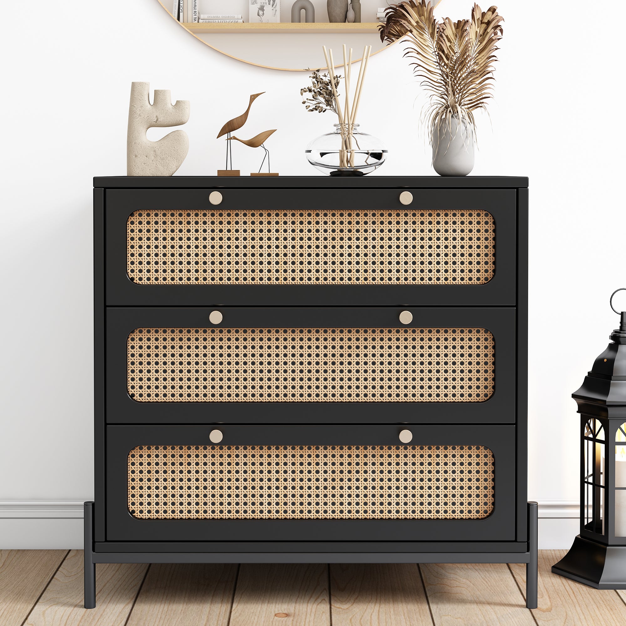3-Drawer Wood Bachelors Chest for Bedroom, Living Room