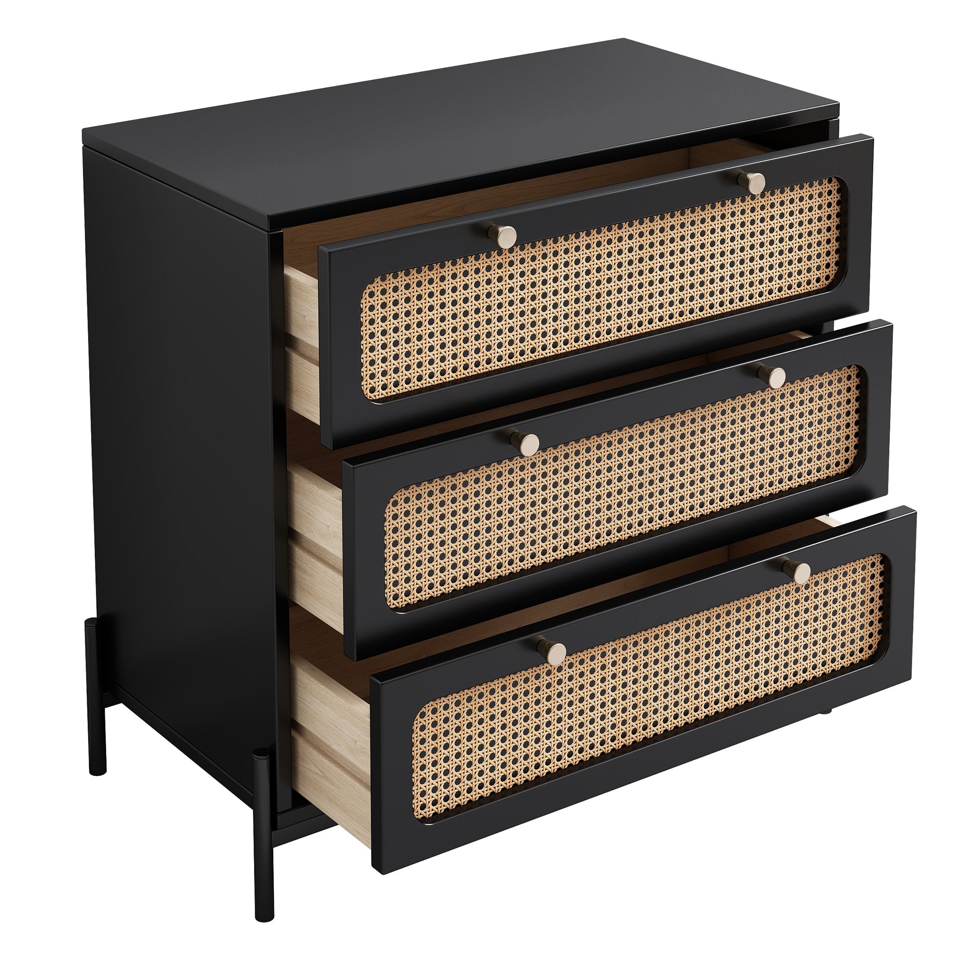 3-Drawer Wood Bachelors Chest for Bedroom, Living Room