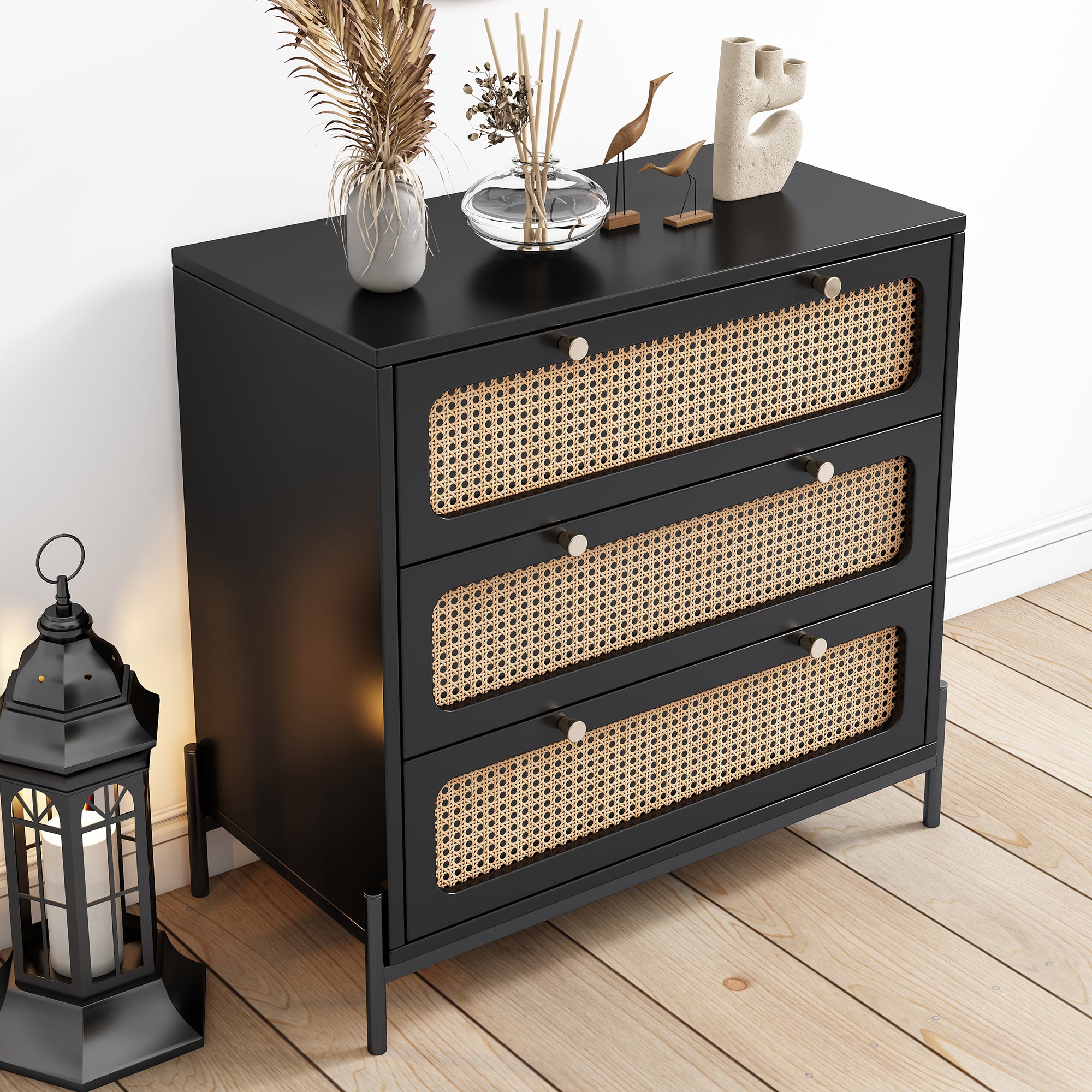 3-Drawer Wood Bachelors Chest for Bedroom, Living Room