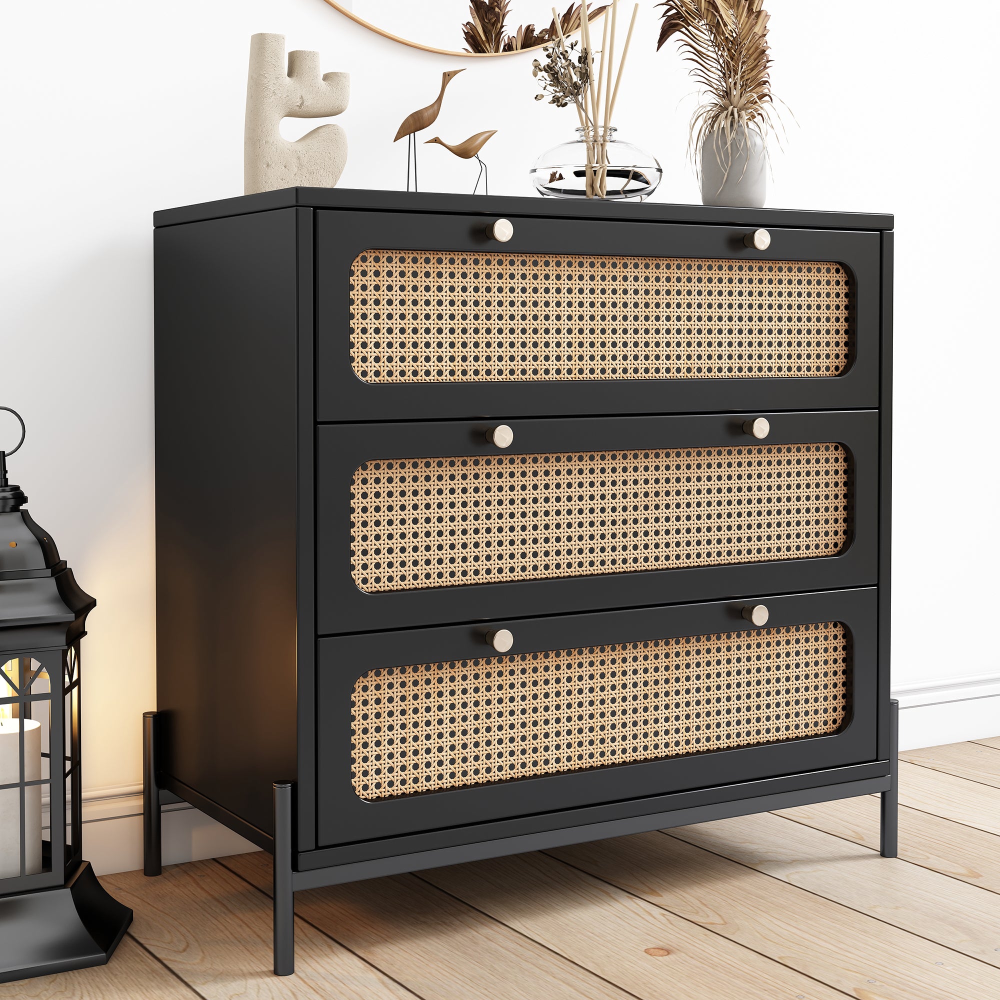 3-Drawer Wood Bachelors Chest for Bedroom, Living Room