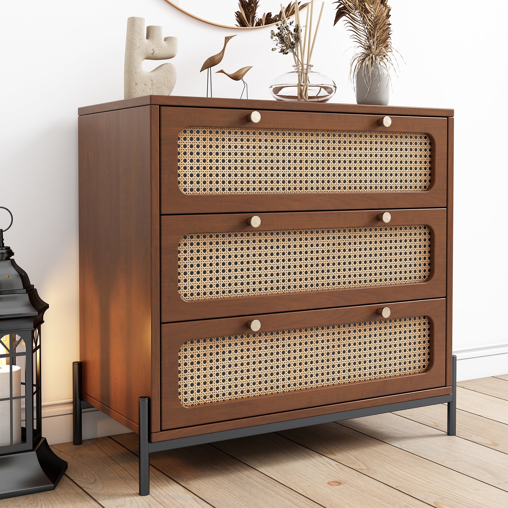 3-Drawer Wood Bachelors Chest for Bedroom, Living Room