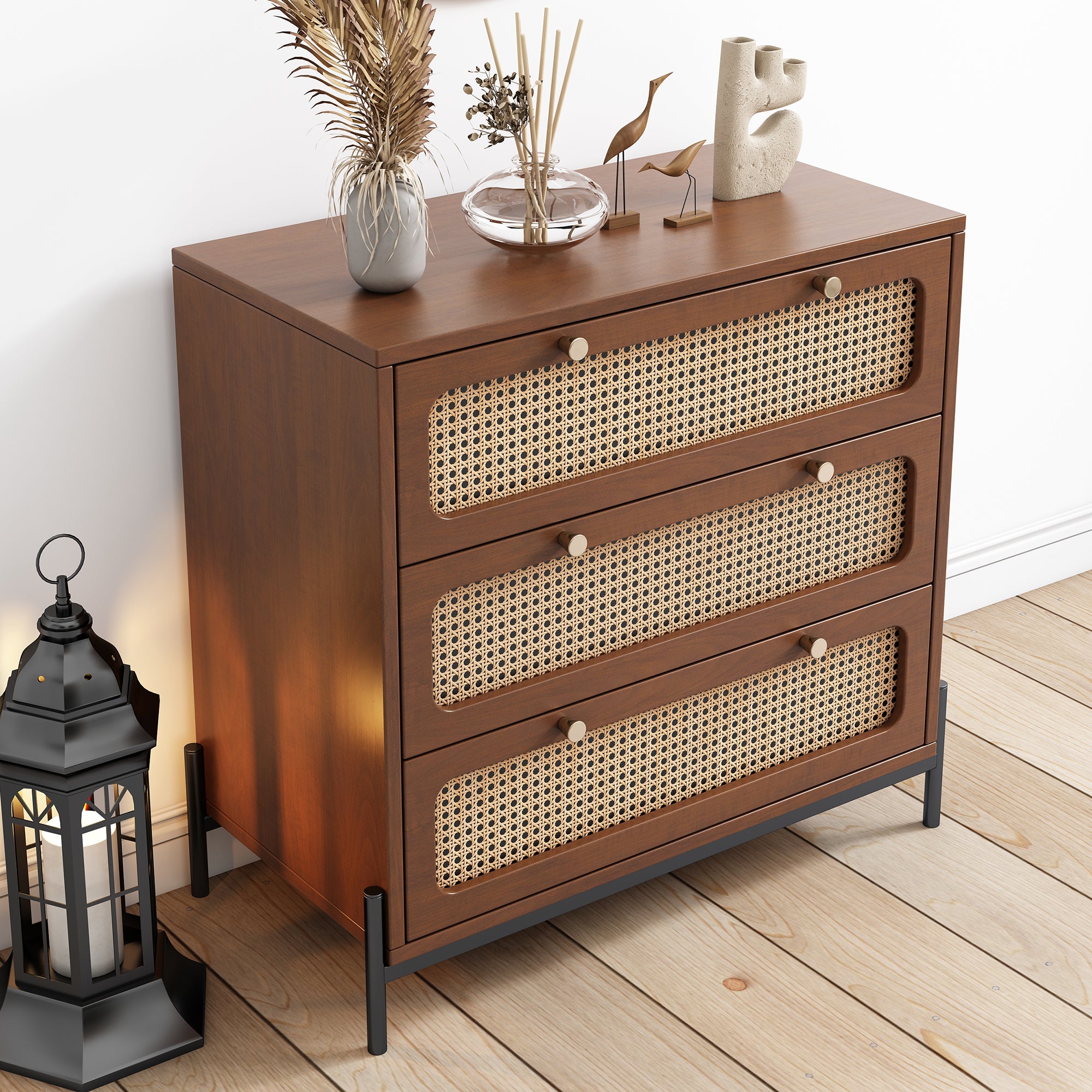 3-Drawer Wood Bachelors Chest for Bedroom, Living Room
