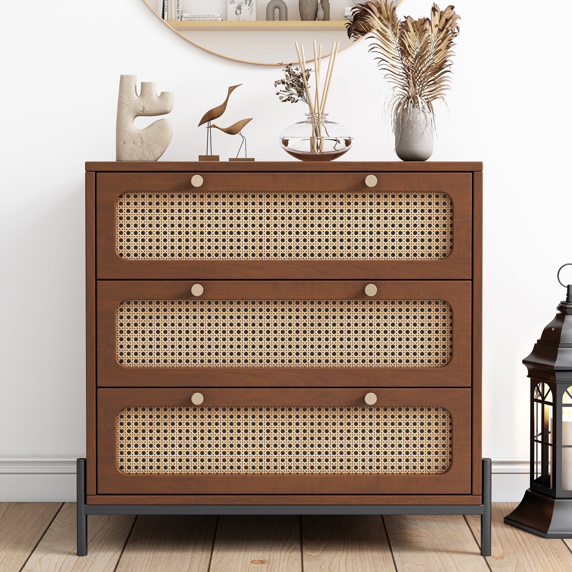 3-Drawer Wood Bachelors Chest for Bedroom, Living Room