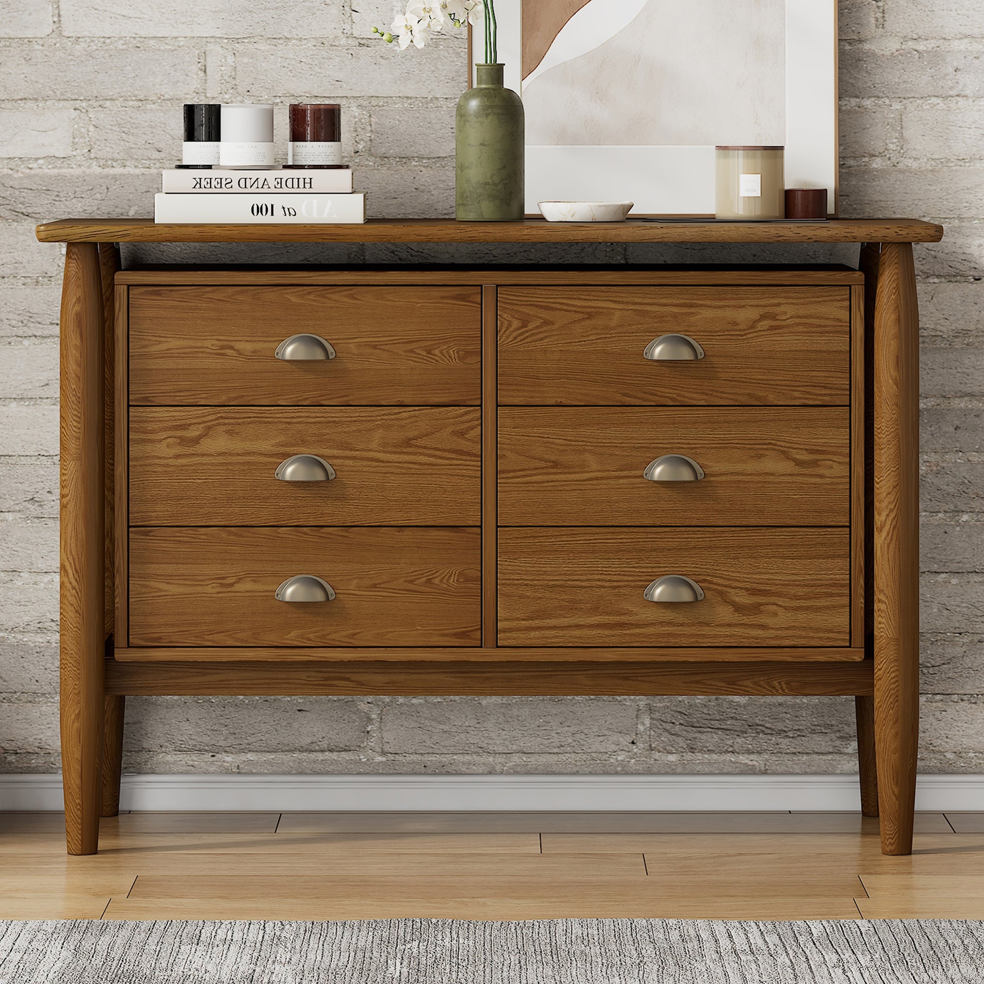 2-Drawer Rubber Wood Nightstand in Walnut