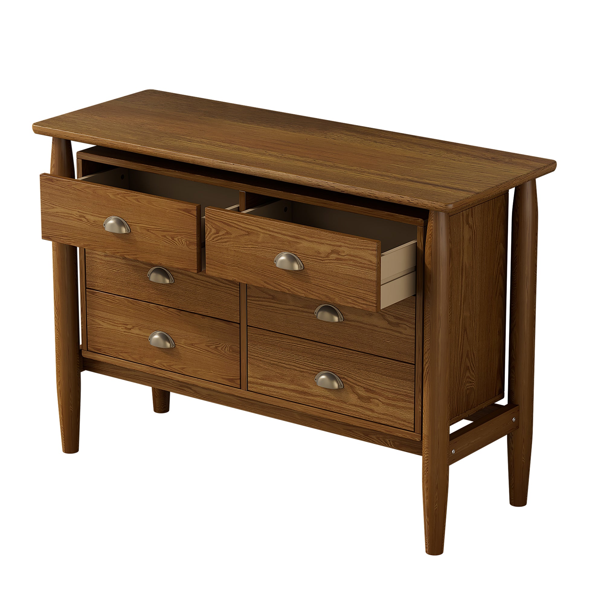 2-Drawer Rubber Wood Nightstand in Walnut