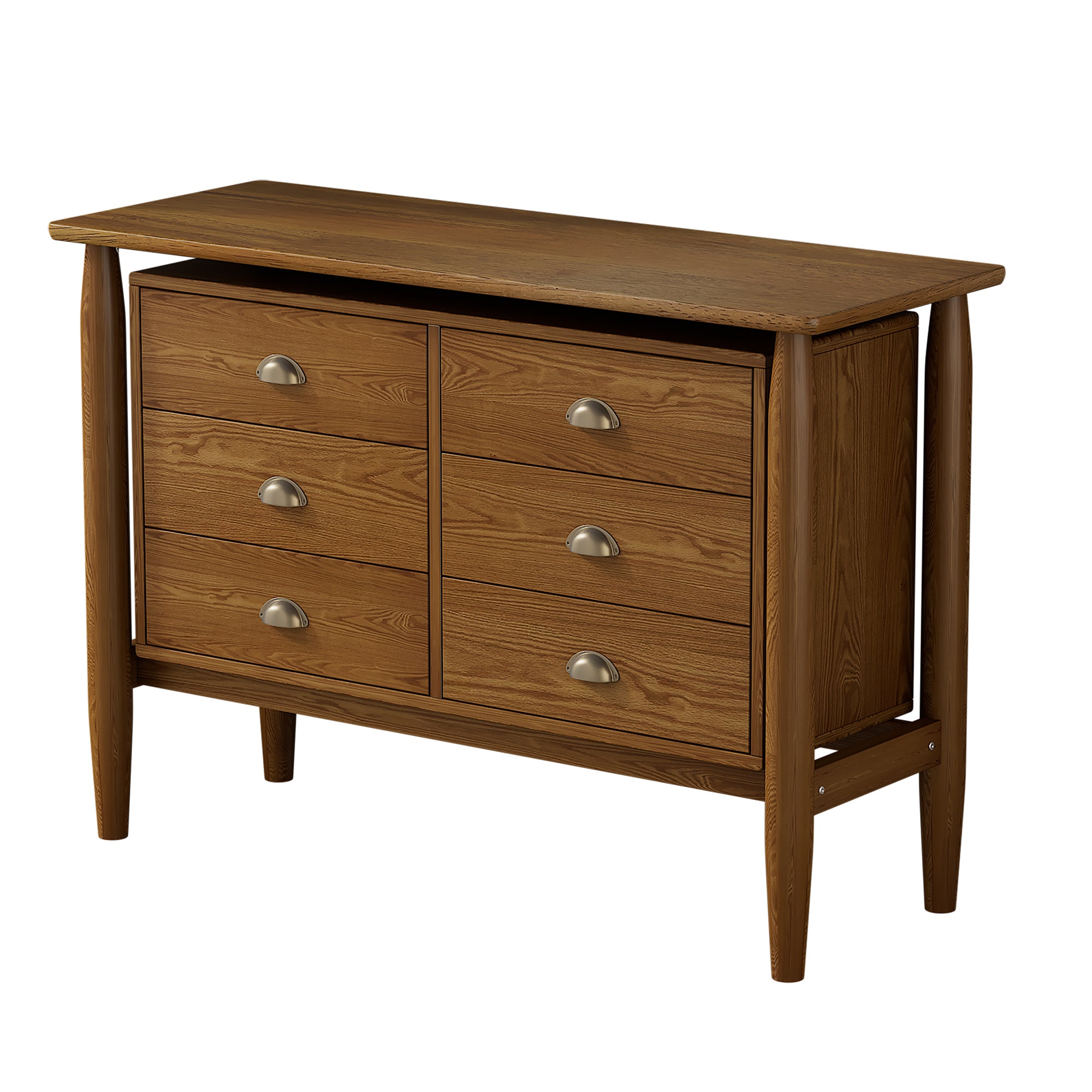 2-Drawer Rubber Wood Nightstand in Walnut