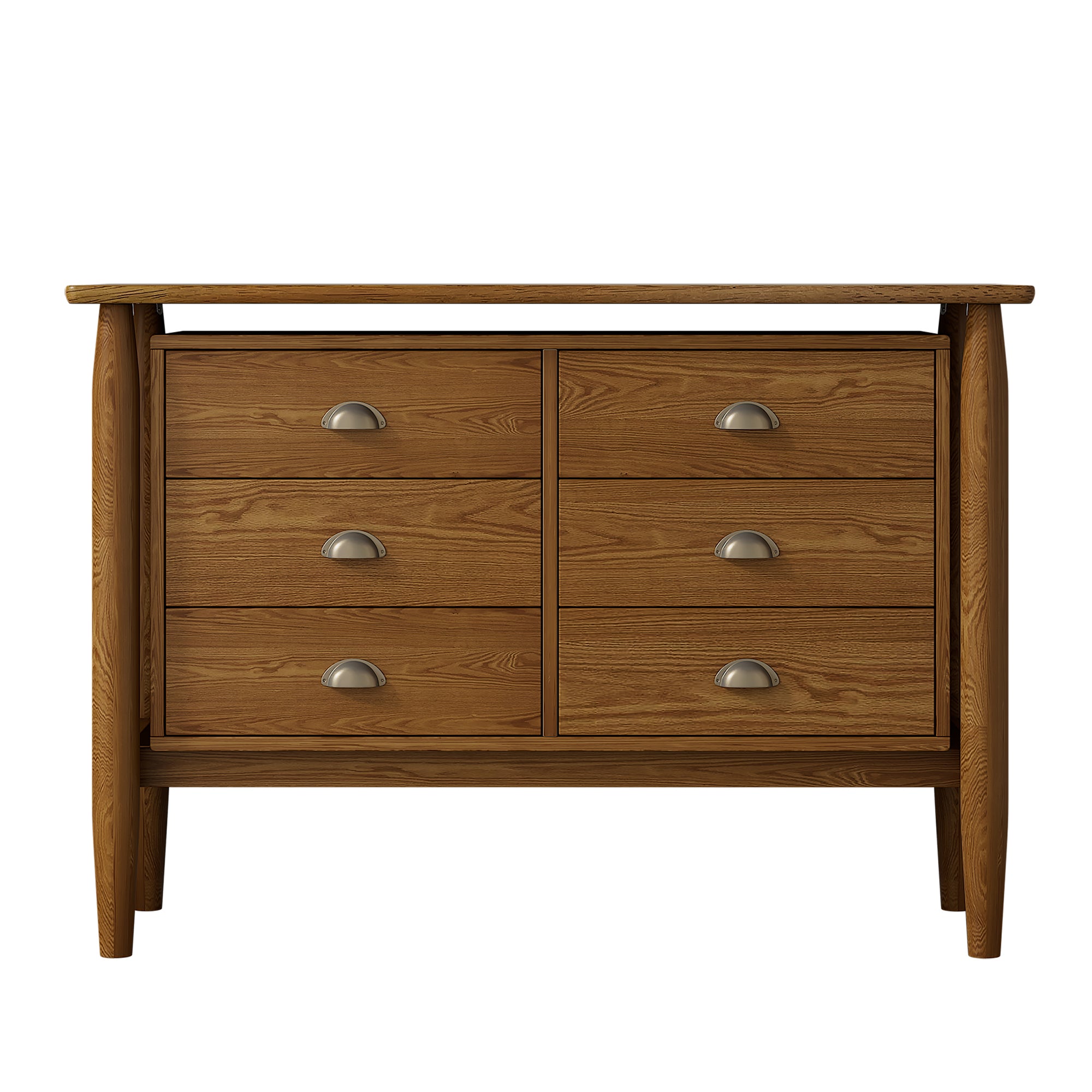 2-Drawer Rubber Wood Nightstand in Walnut