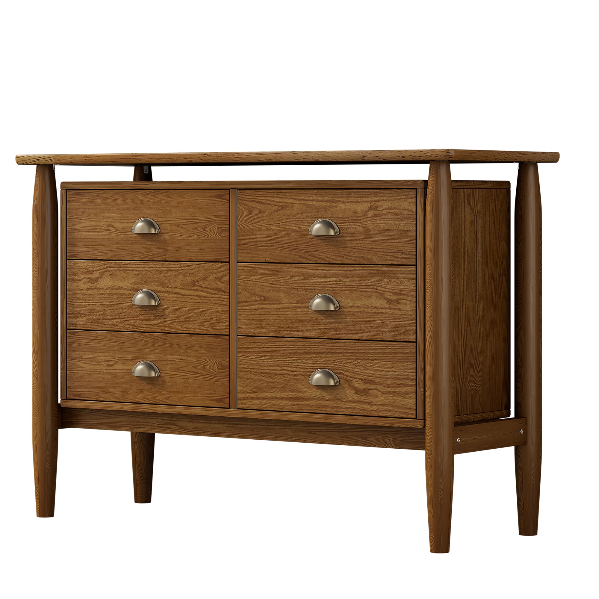 2-Drawer Rubber Wood Nightstand in Walnut