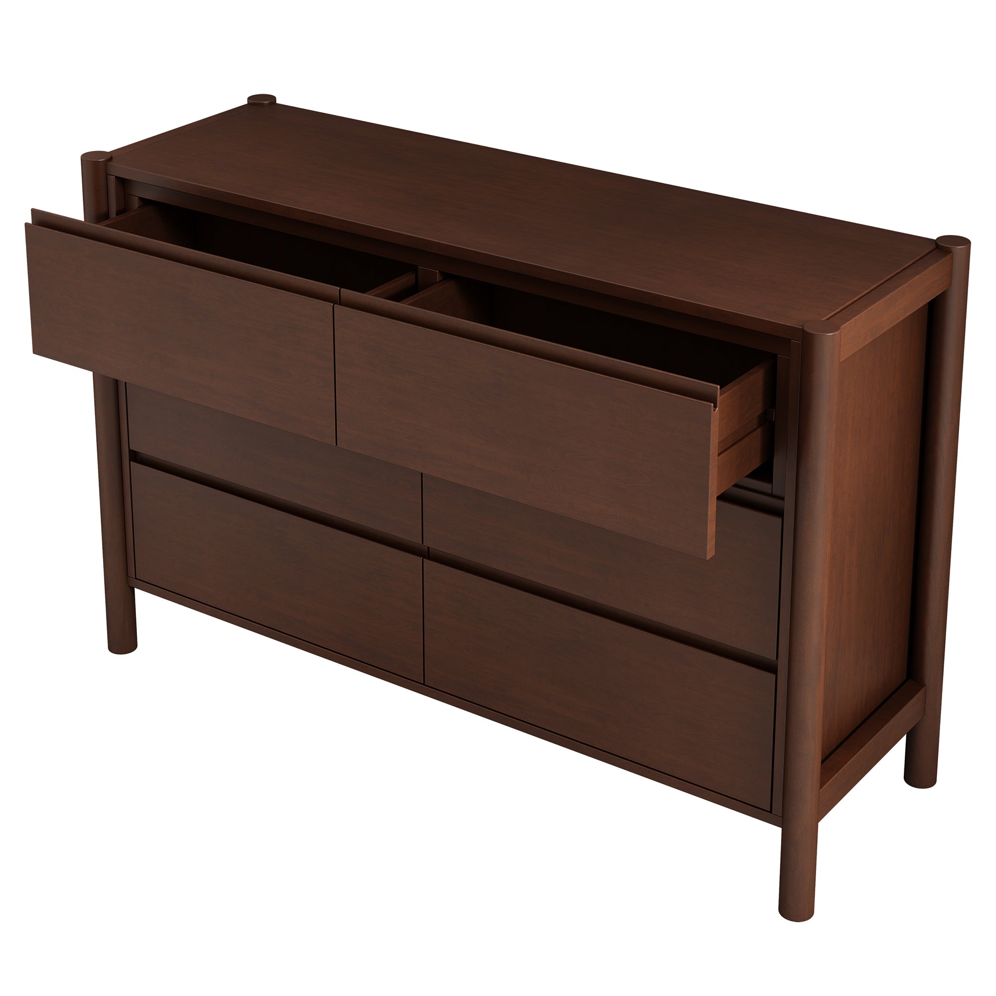 2-Drawer Rubber Wood Nightstand in Walnut