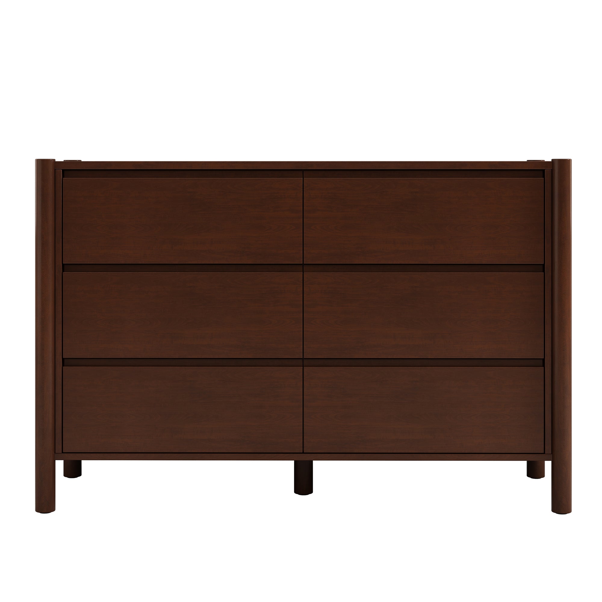 2-Drawer Rubber Wood Nightstand in Walnut