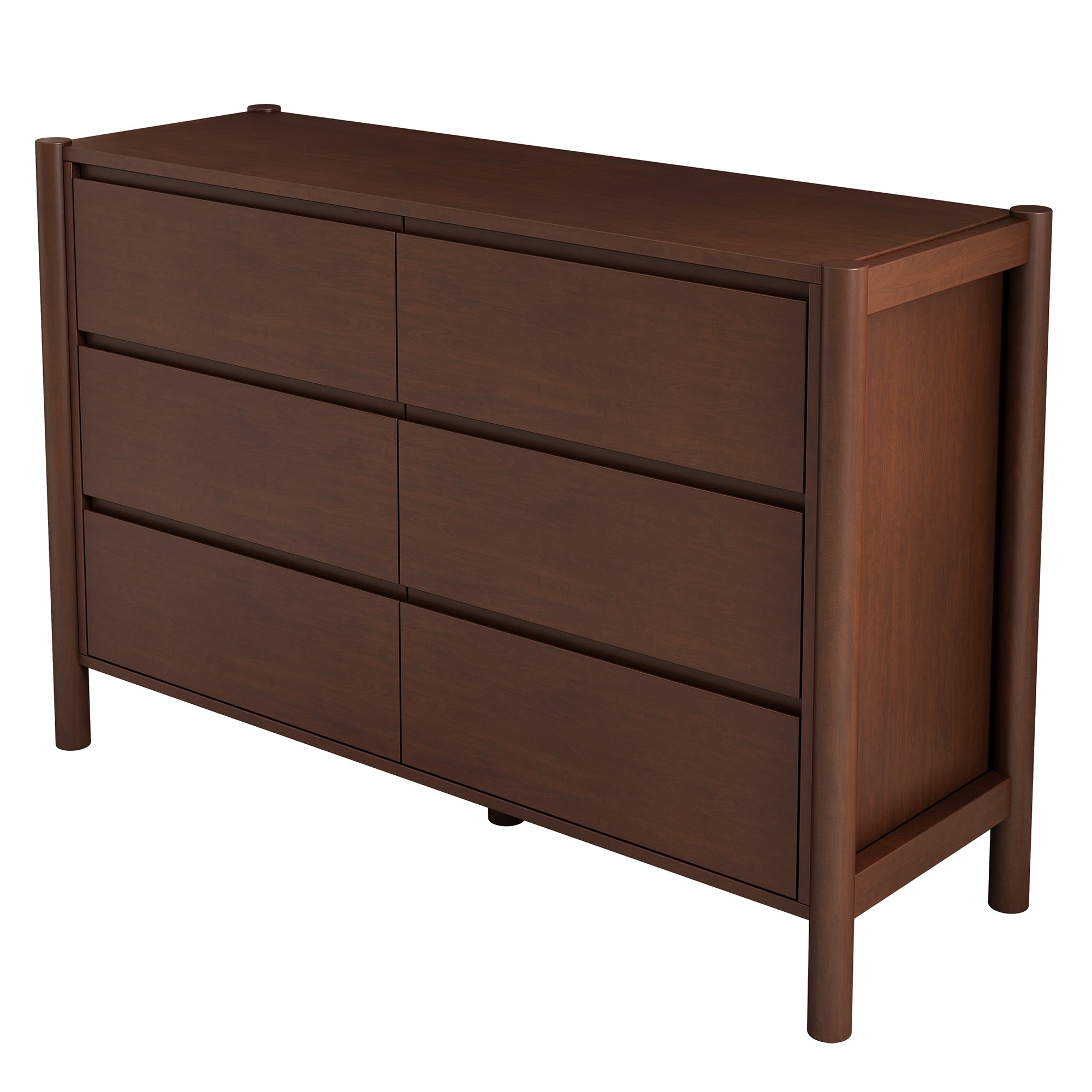 2-Drawer Rubber Wood Nightstand in Walnut