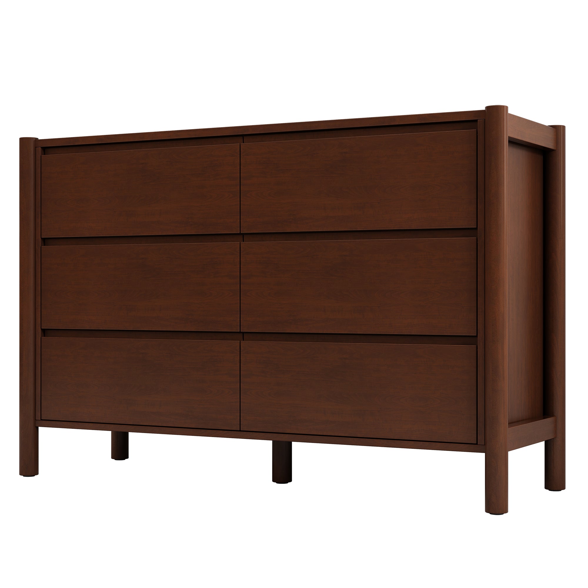 2-Drawer Rubber Wood Nightstand in Walnut