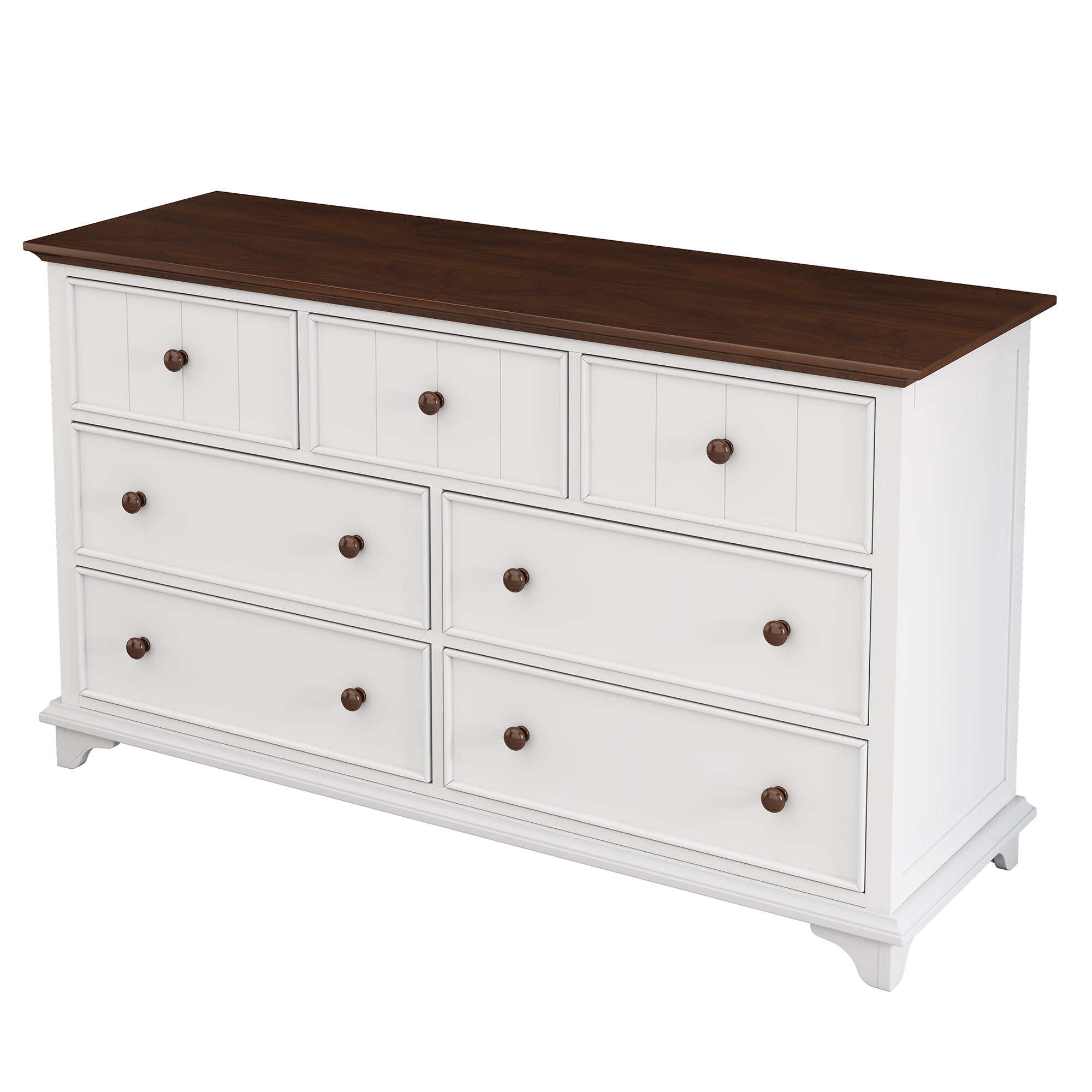 2-Drawer Rubber Wood Nightstand in Walnut