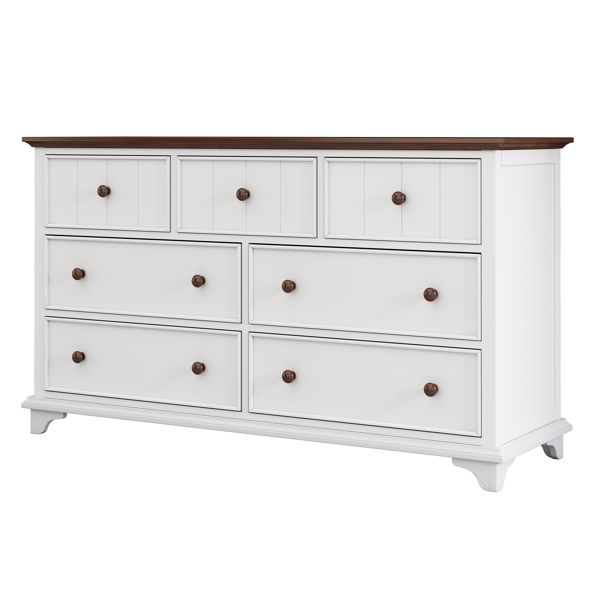 2-Drawer Rubber Wood Nightstand in Walnut