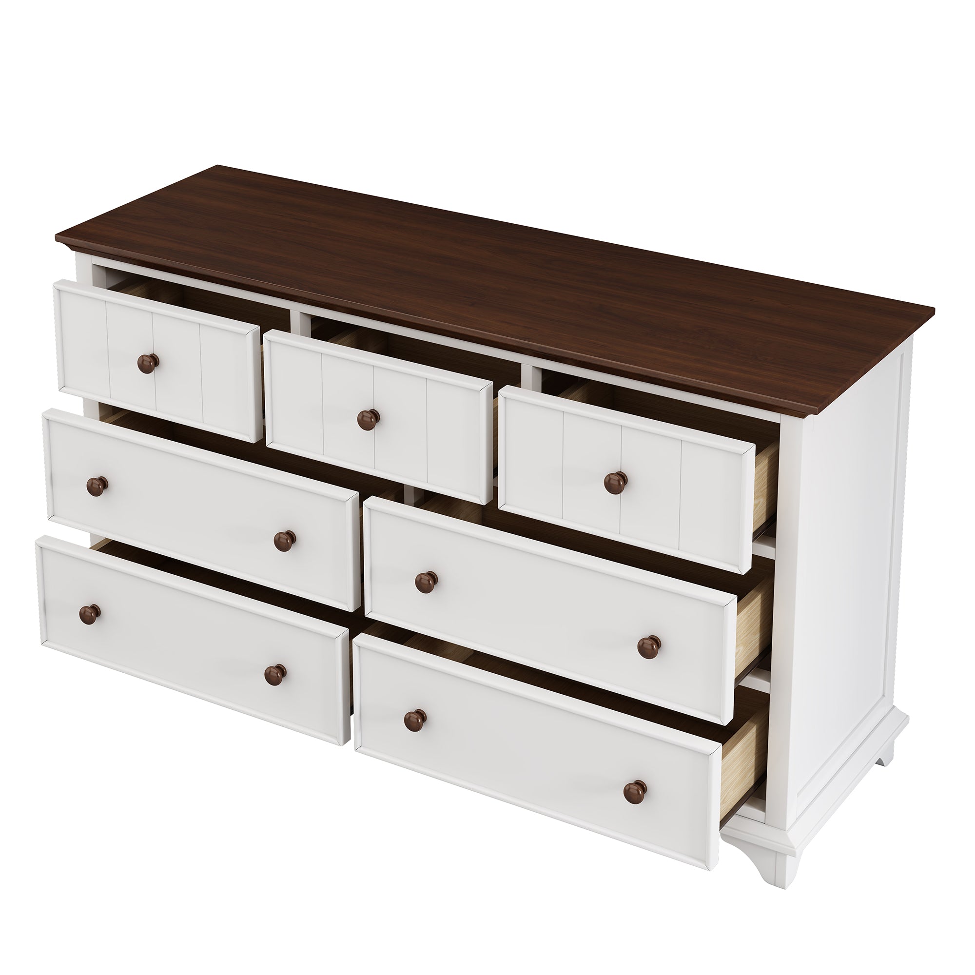 2-Drawer Rubber Wood Nightstand in Walnut