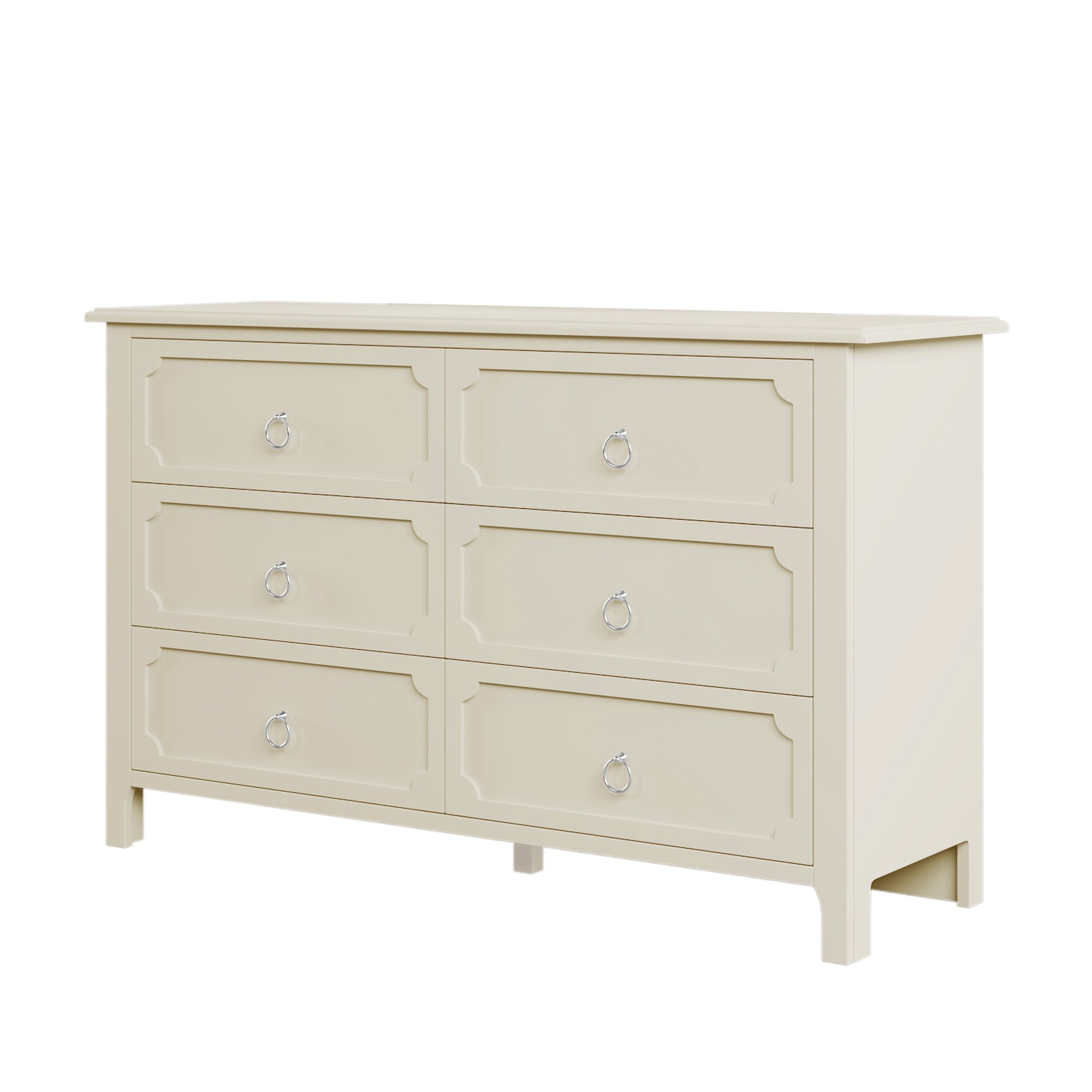 2-Drawer Rubber Wood Nightstand in Antique White