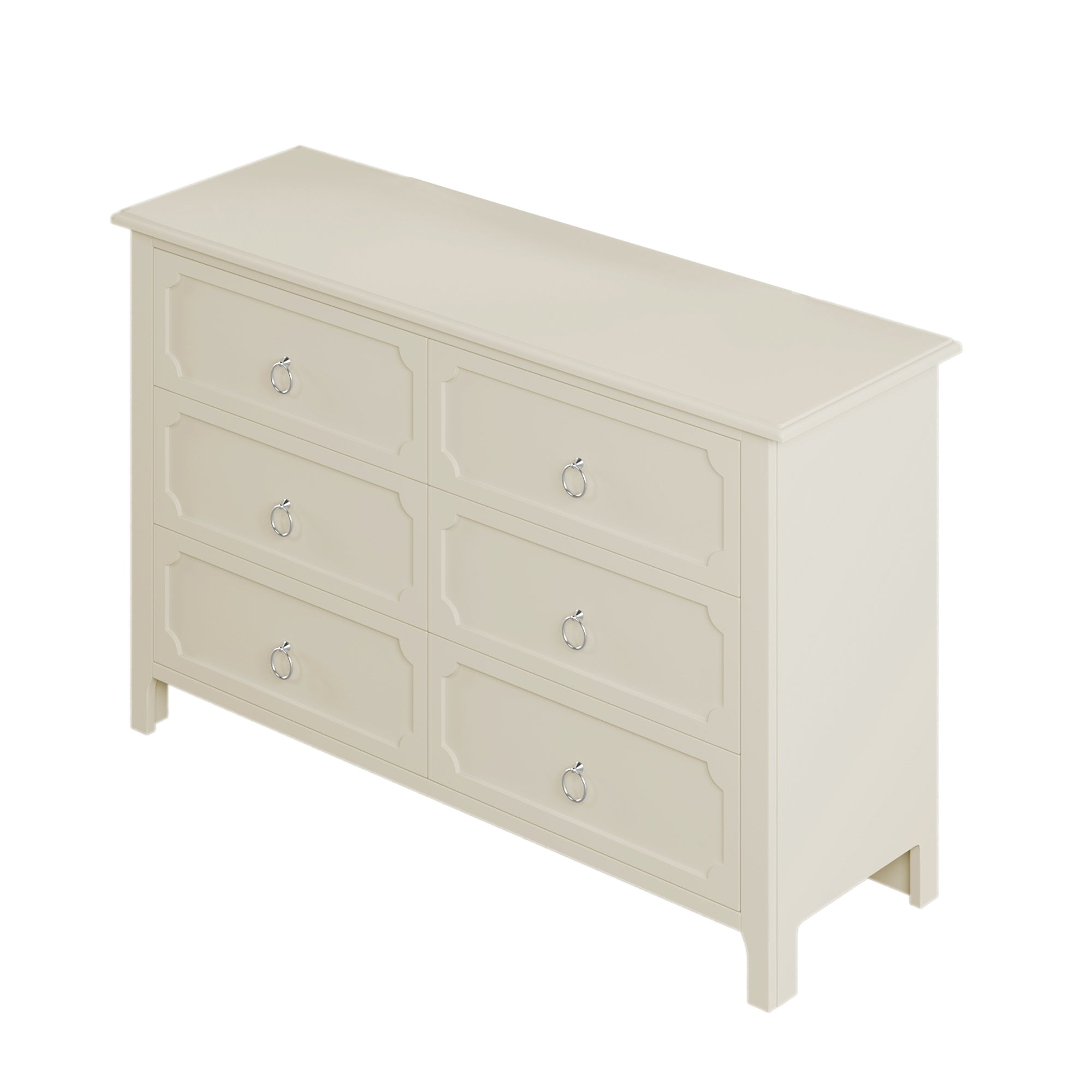 2-Drawer Rubber Wood Nightstand in Antique White