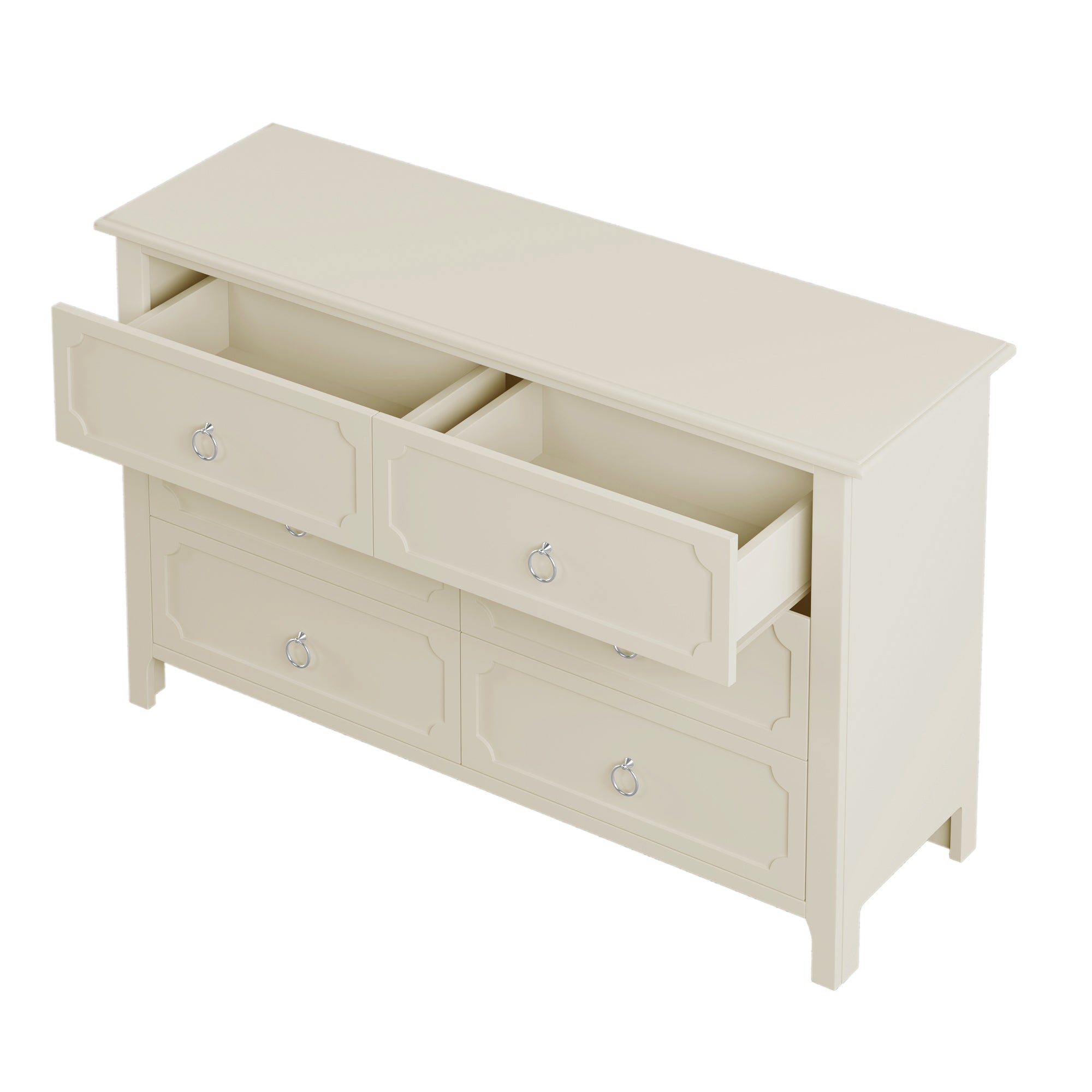 2-Drawer Rubber Wood Nightstand in Antique White