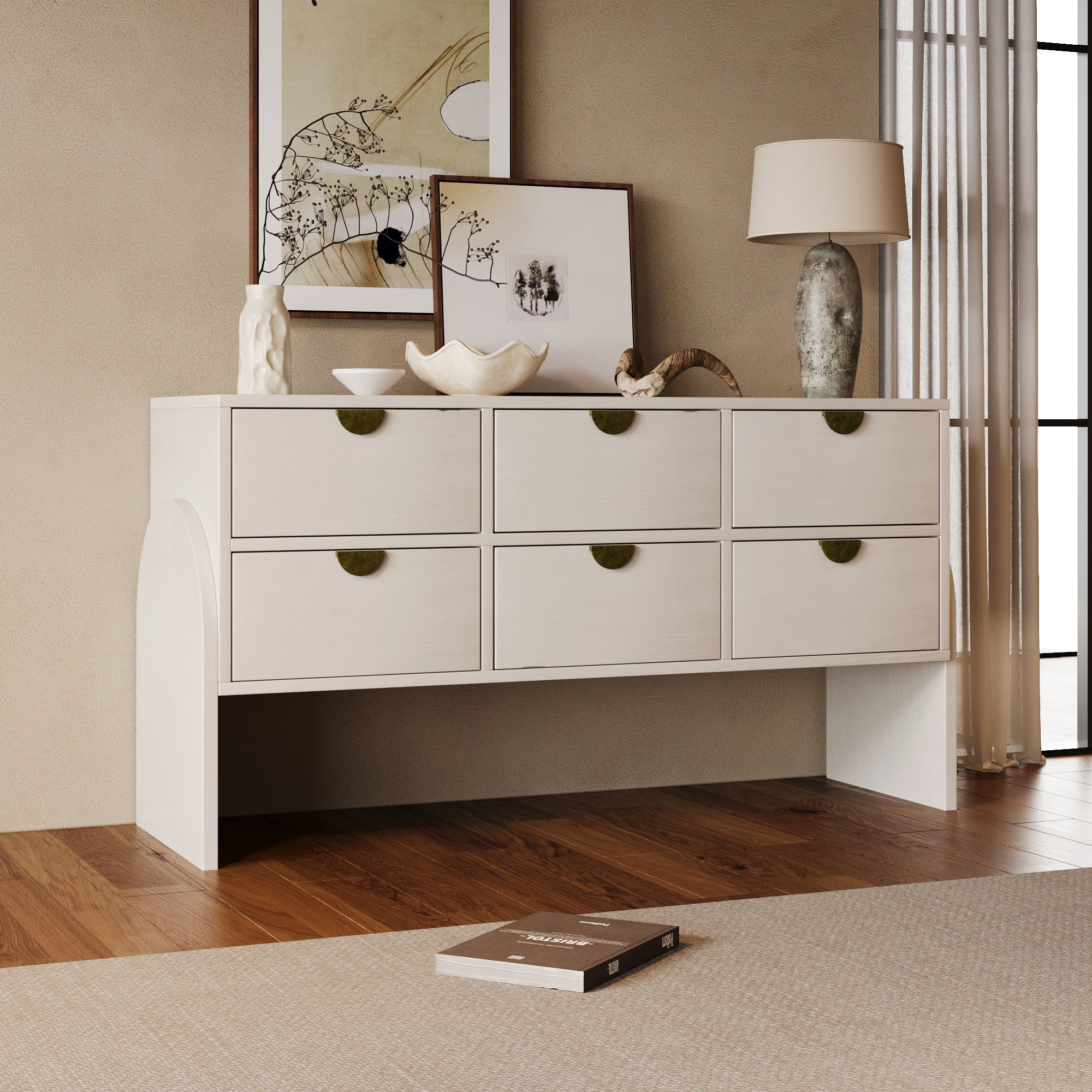 2-Drawer Rubber Wood Nightstand in Antique White