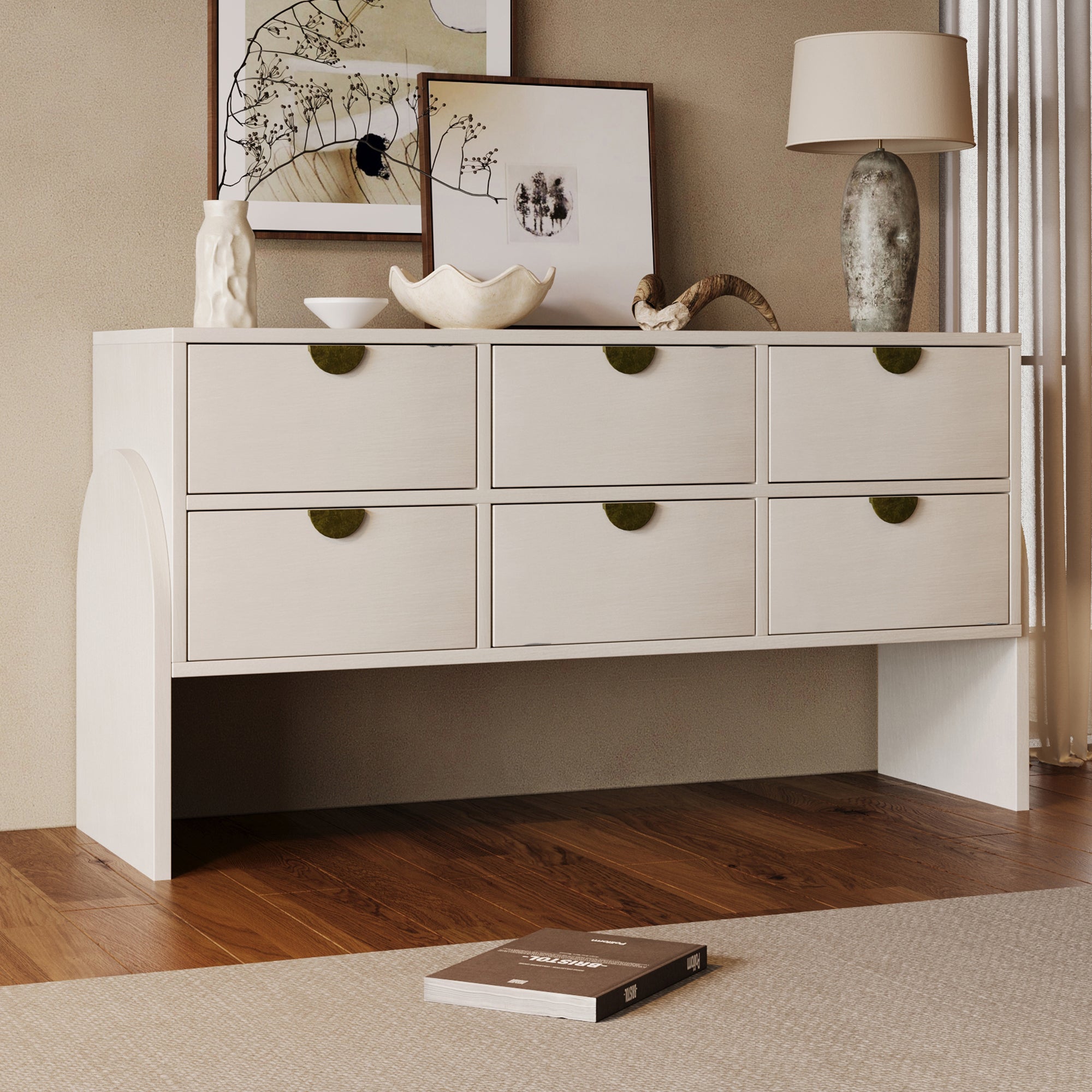 2-Drawer Rubber Wood Nightstand in Antique White