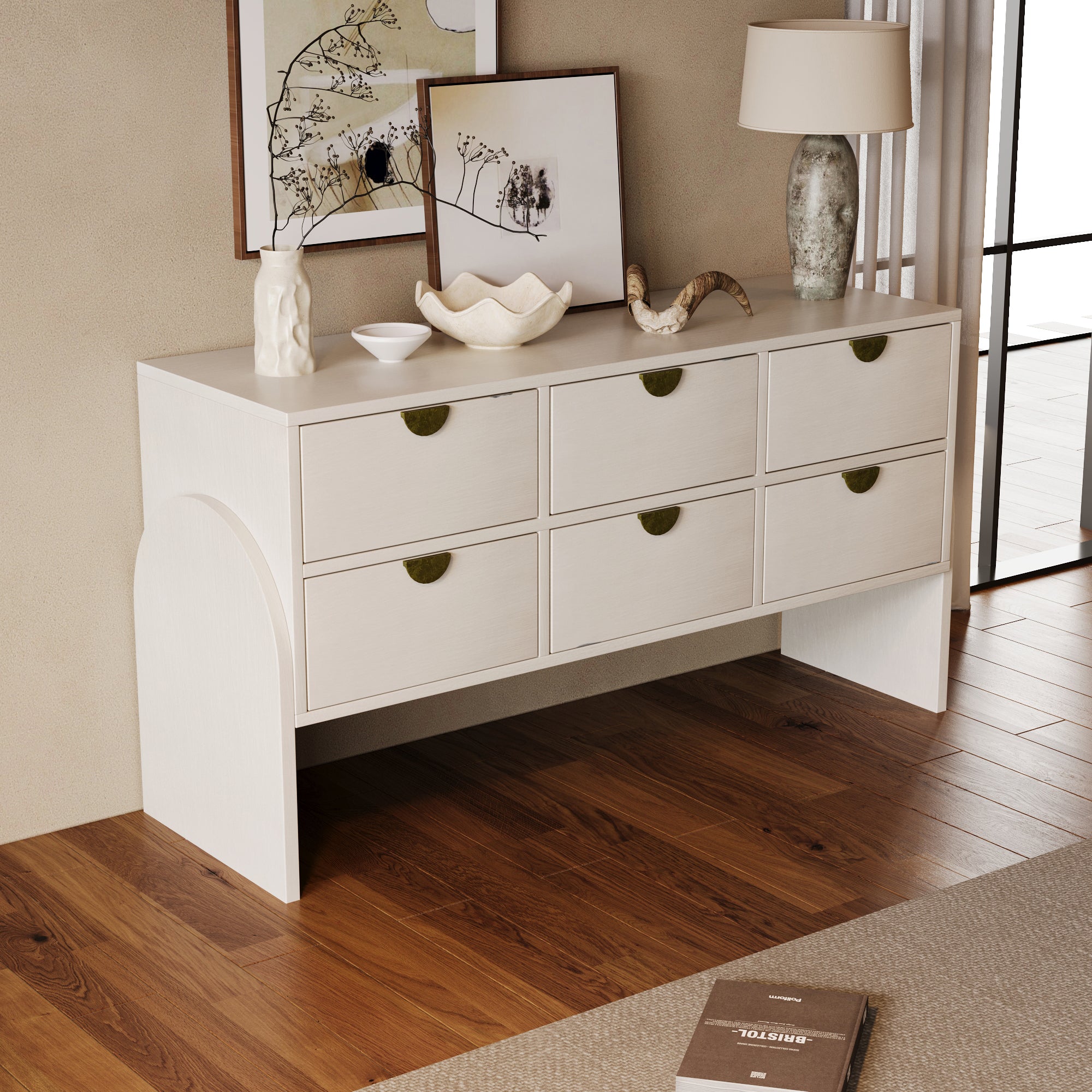 2-Drawer Rubber Wood Nightstand in Antique White