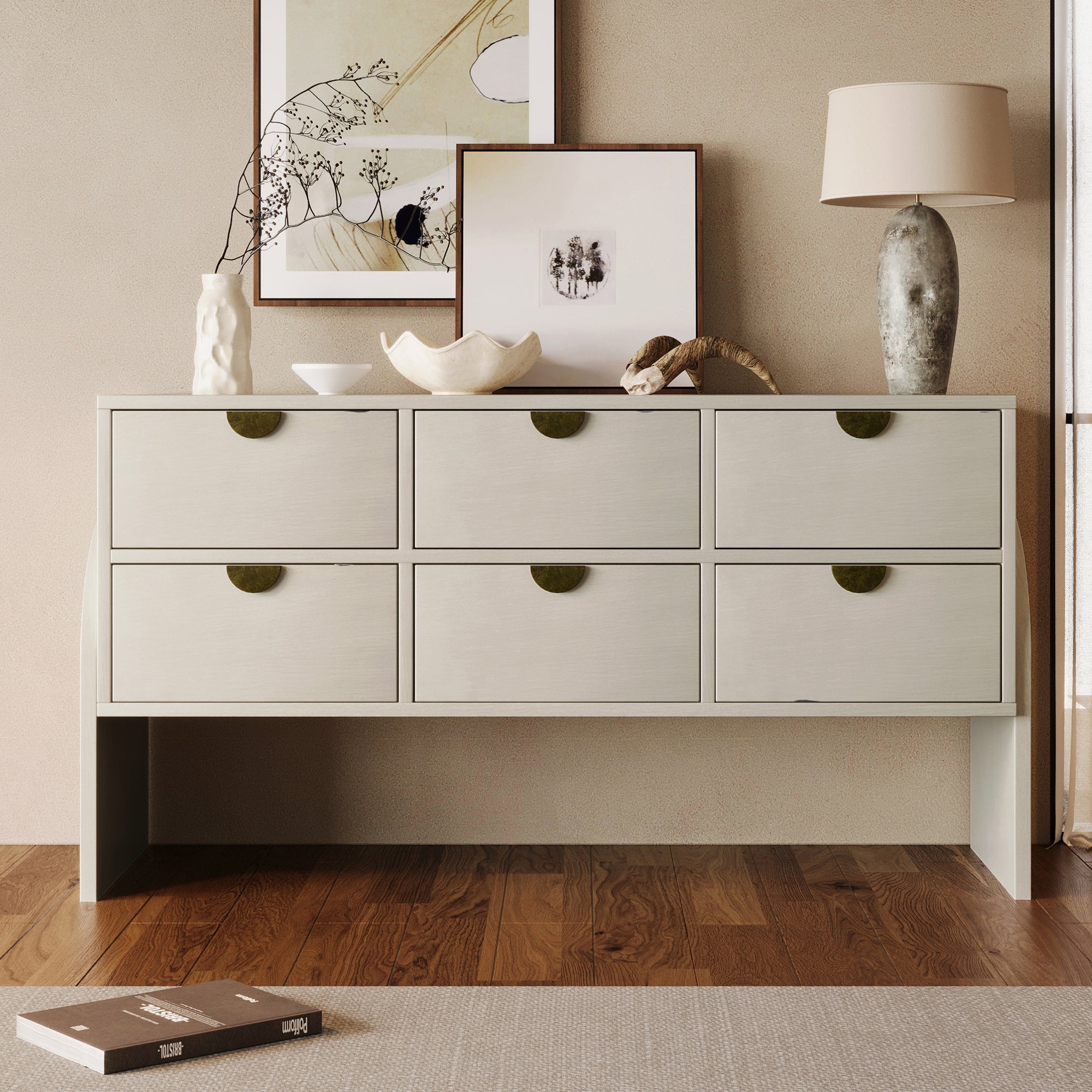 2-Drawer Rubber Wood Nightstand in Antique White