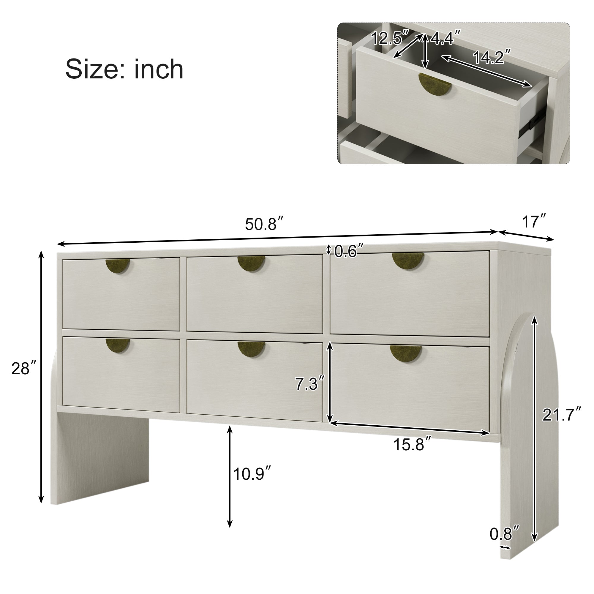 2-Drawer Rubber Wood Nightstand in Antique White