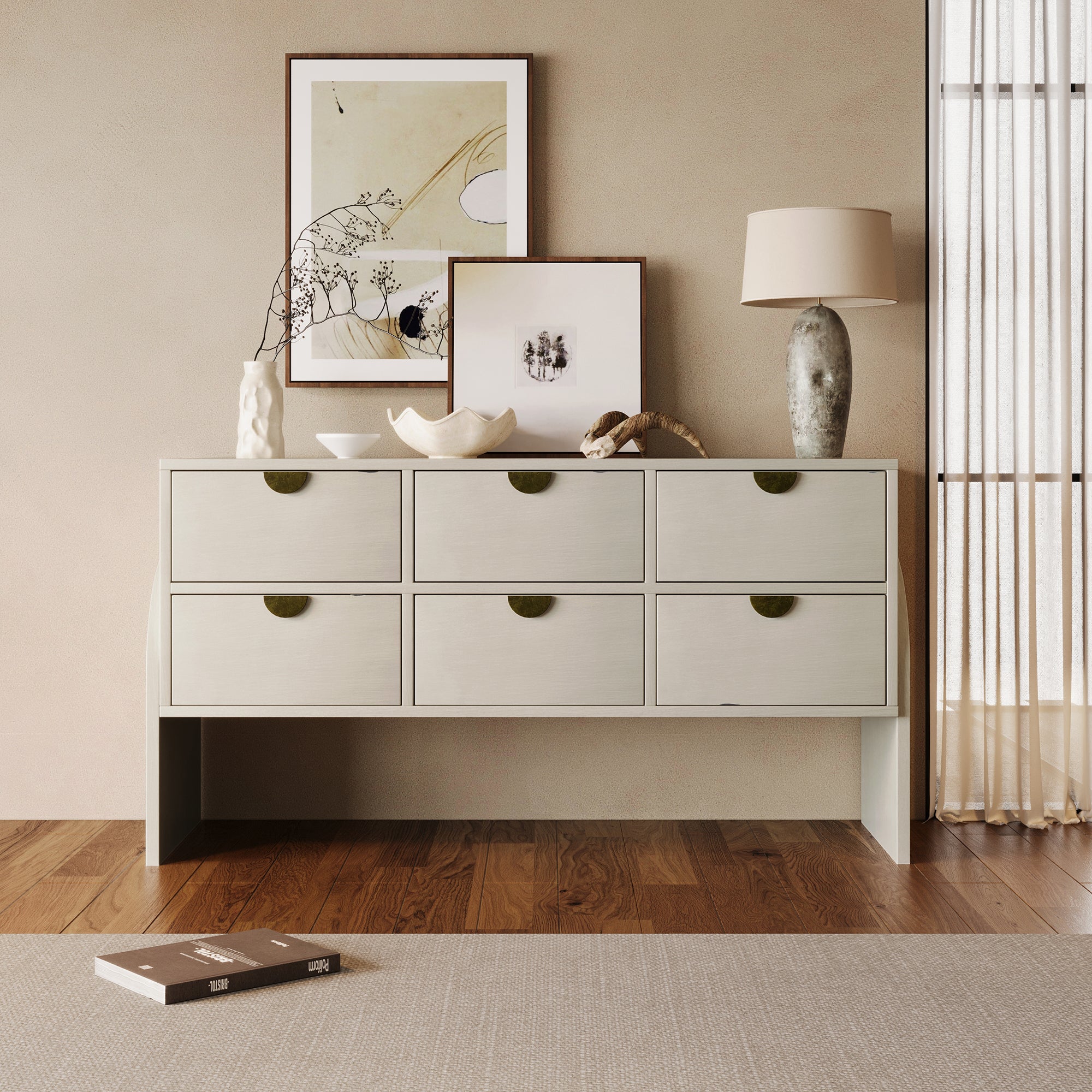 2-Drawer Rubber Wood Nightstand in Antique White