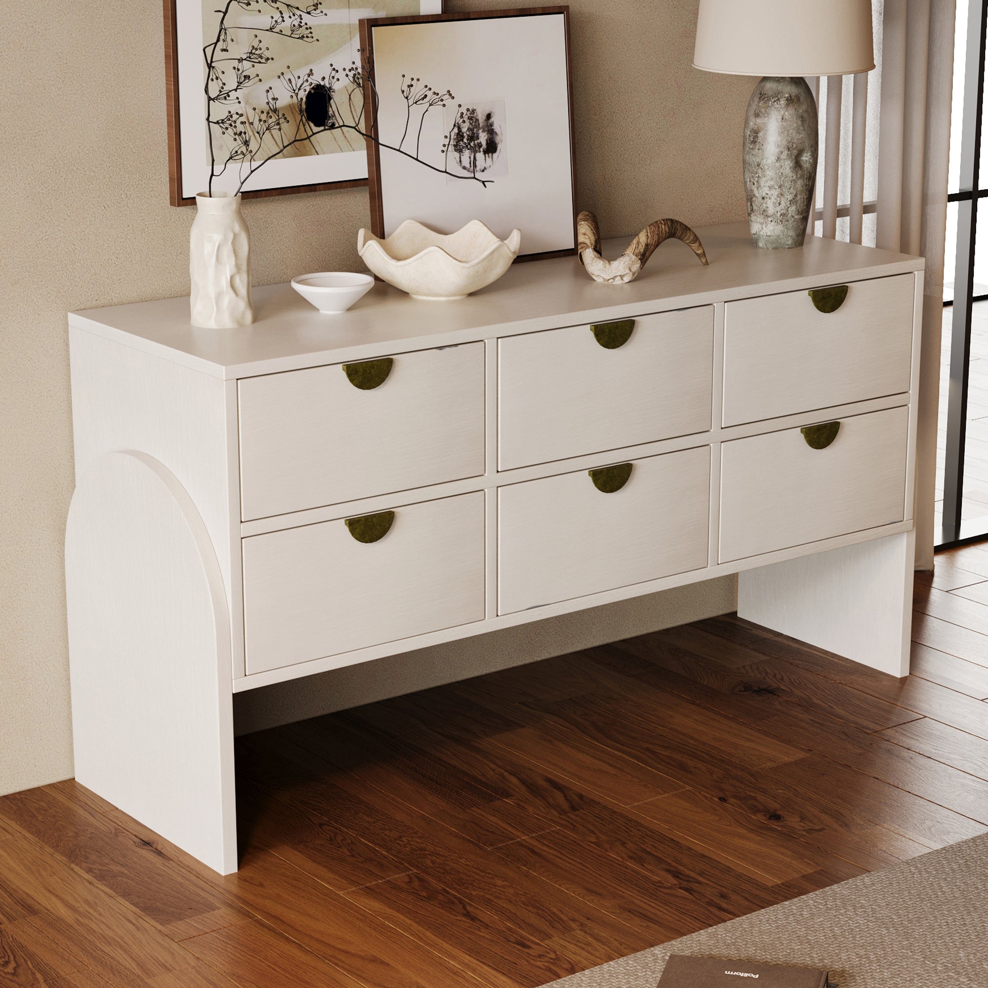 2-Drawer Rubber Wood Nightstand in Antique White
