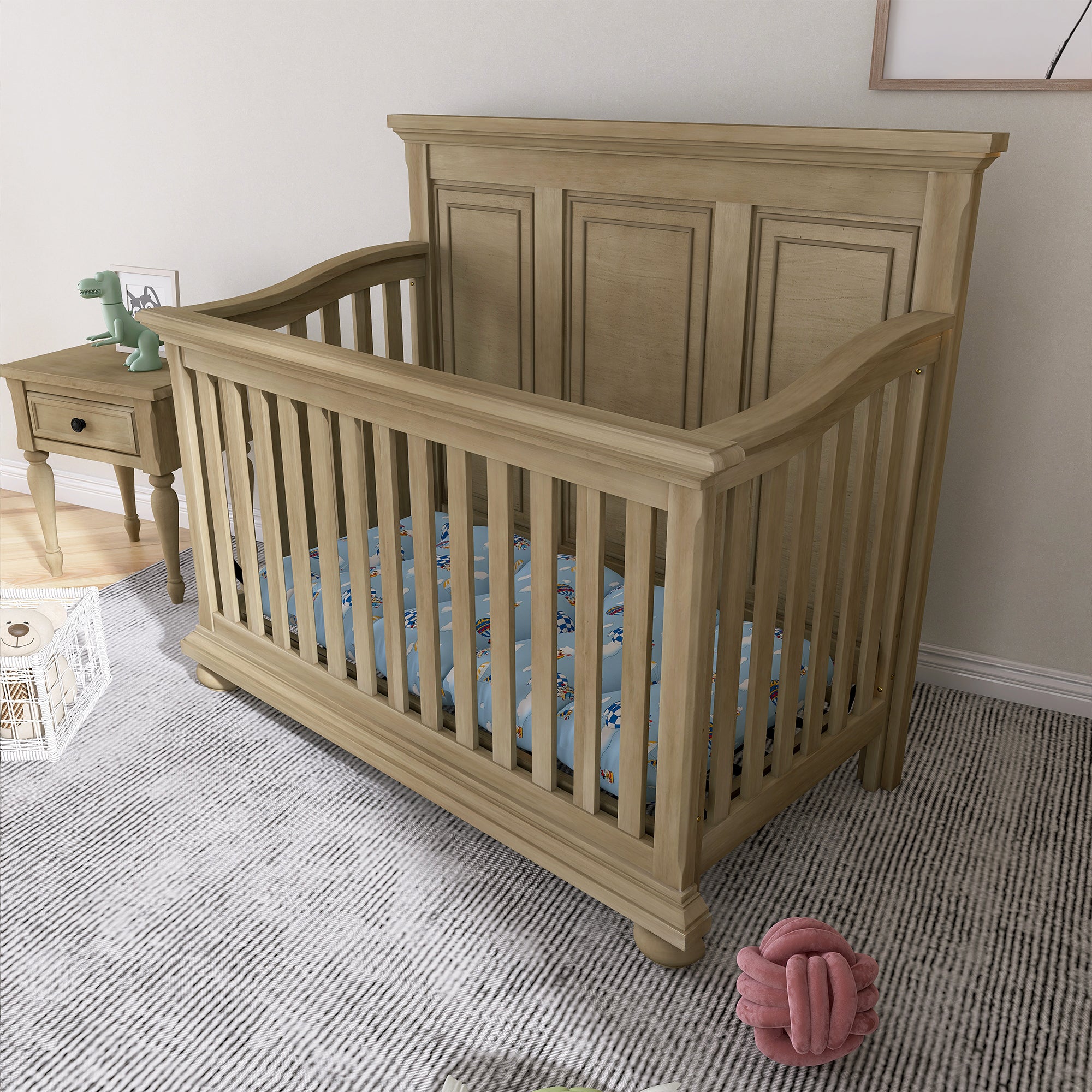 Traditional Farmhouse Style 4-in-1 Full Size Convertible Crib - Converts to Toddler Bed and Daybed and Full-Size Bed