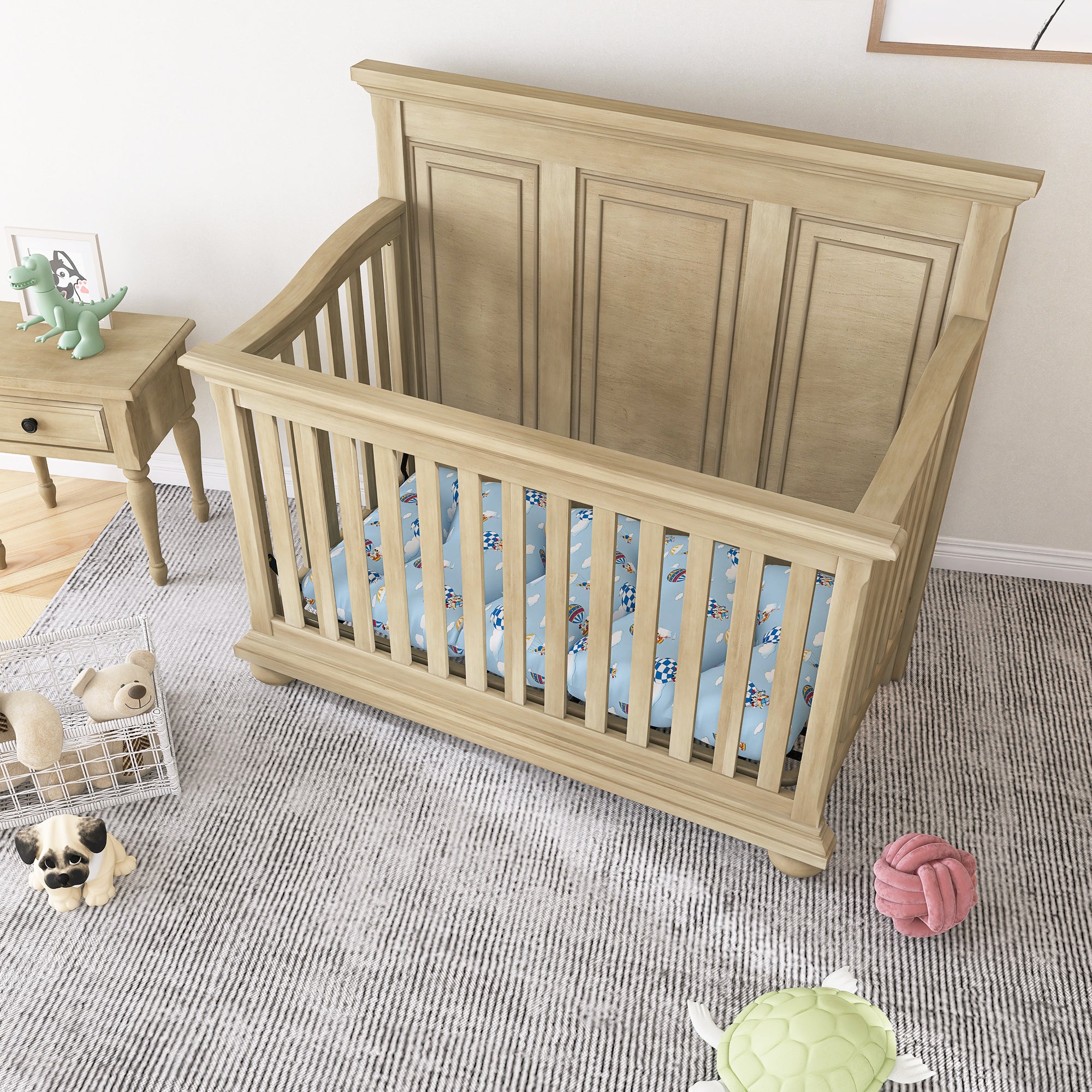 Traditional Farmhouse Style 4-in-1 Full Size Convertible Crib - Converts to Toddler Bed and Daybed and Full-Size Bed
