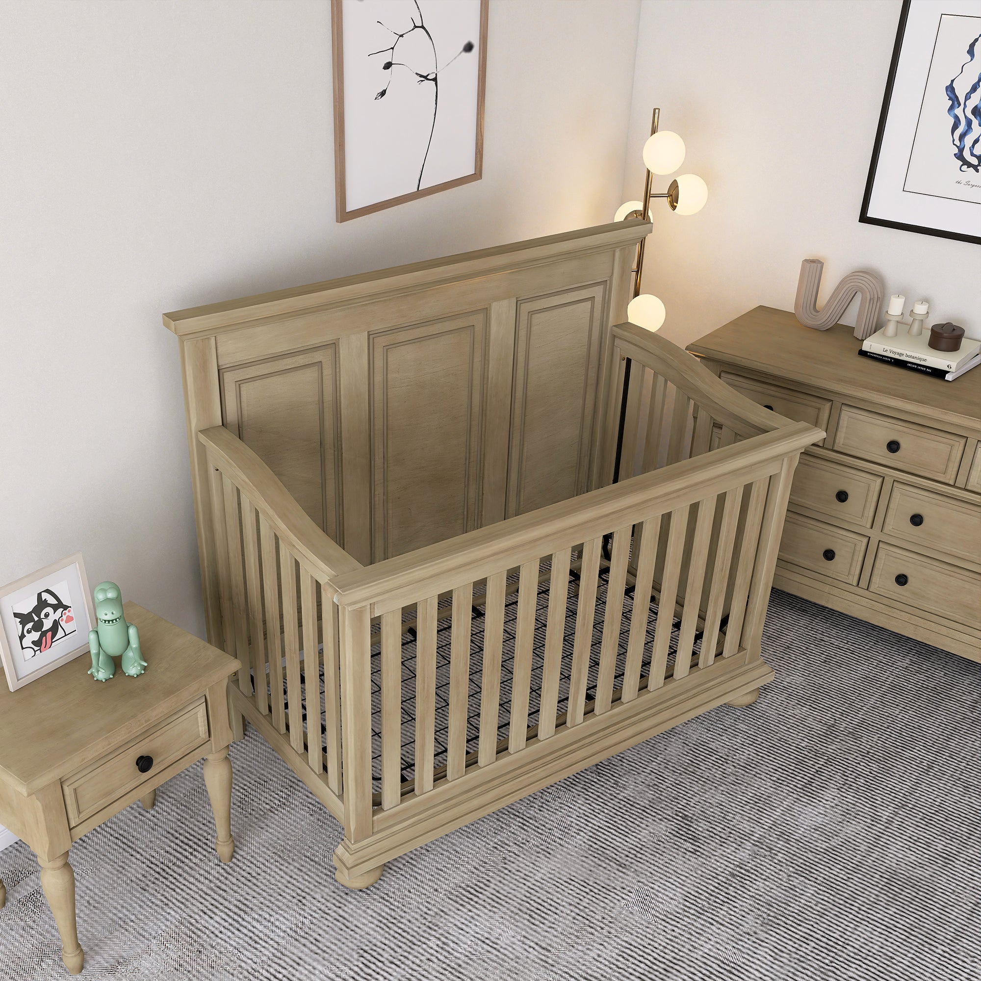 Traditional Farmhouse Style 4-in-1 Full Size Convertible Crib - Converts to Toddler Bed and Daybed and Full-Size Bed