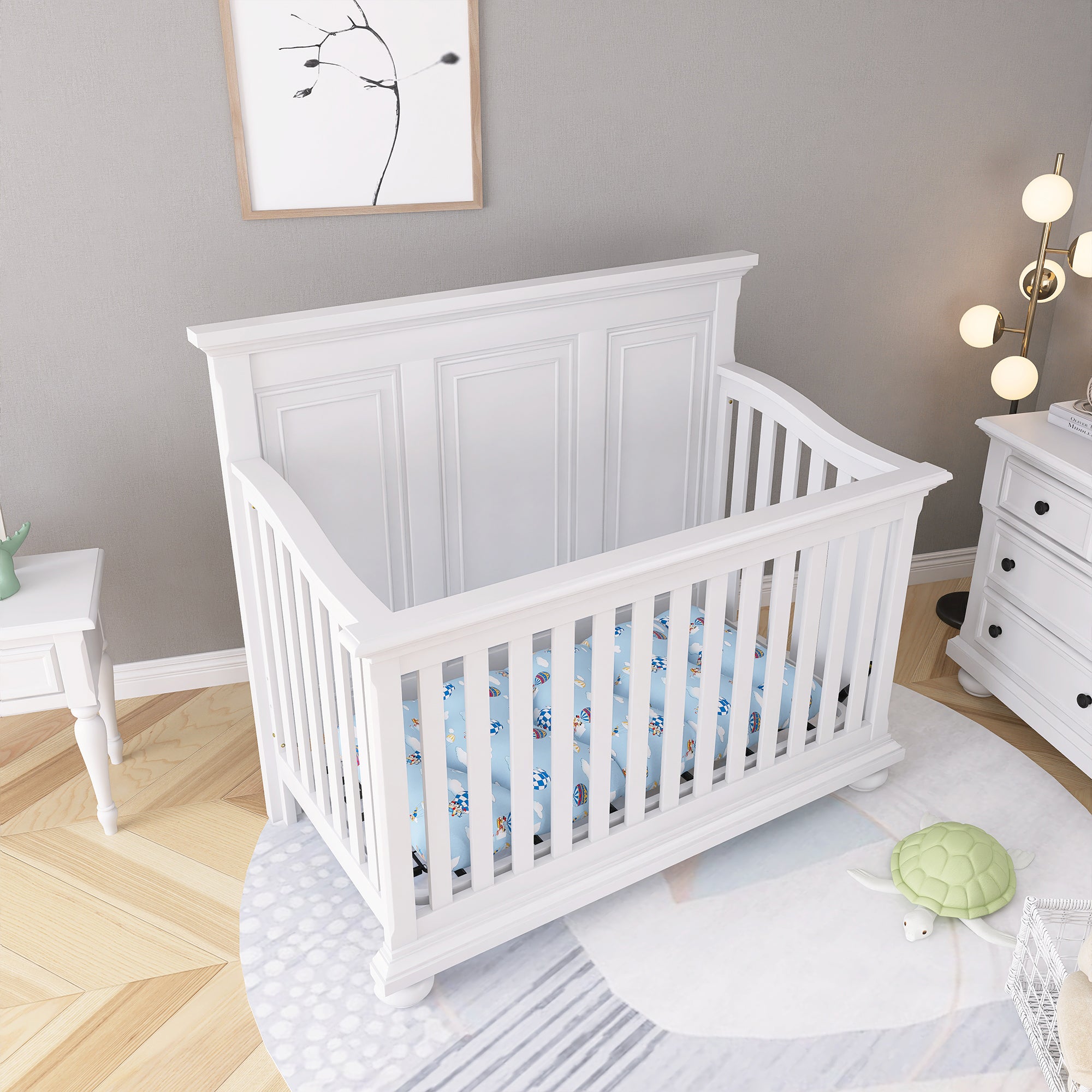 Traditional Farmhouse Style 4-in-1 Full Size Convertible Crib - Converts to Toddler Bed and Daybed and Full-Size Bed