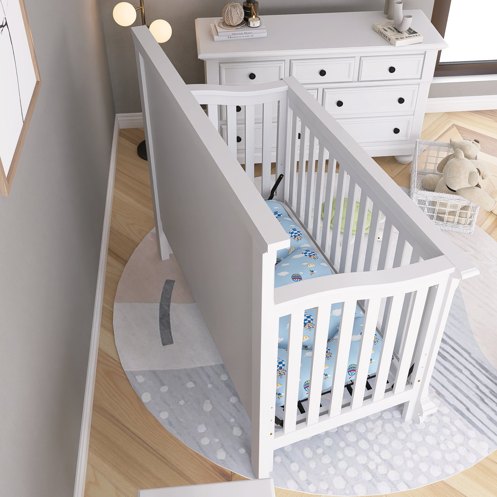 Traditional Farmhouse Style 4-in-1 Full Size Convertible Crib - Converts to Toddler Bed and Daybed and Full-Size Bed
