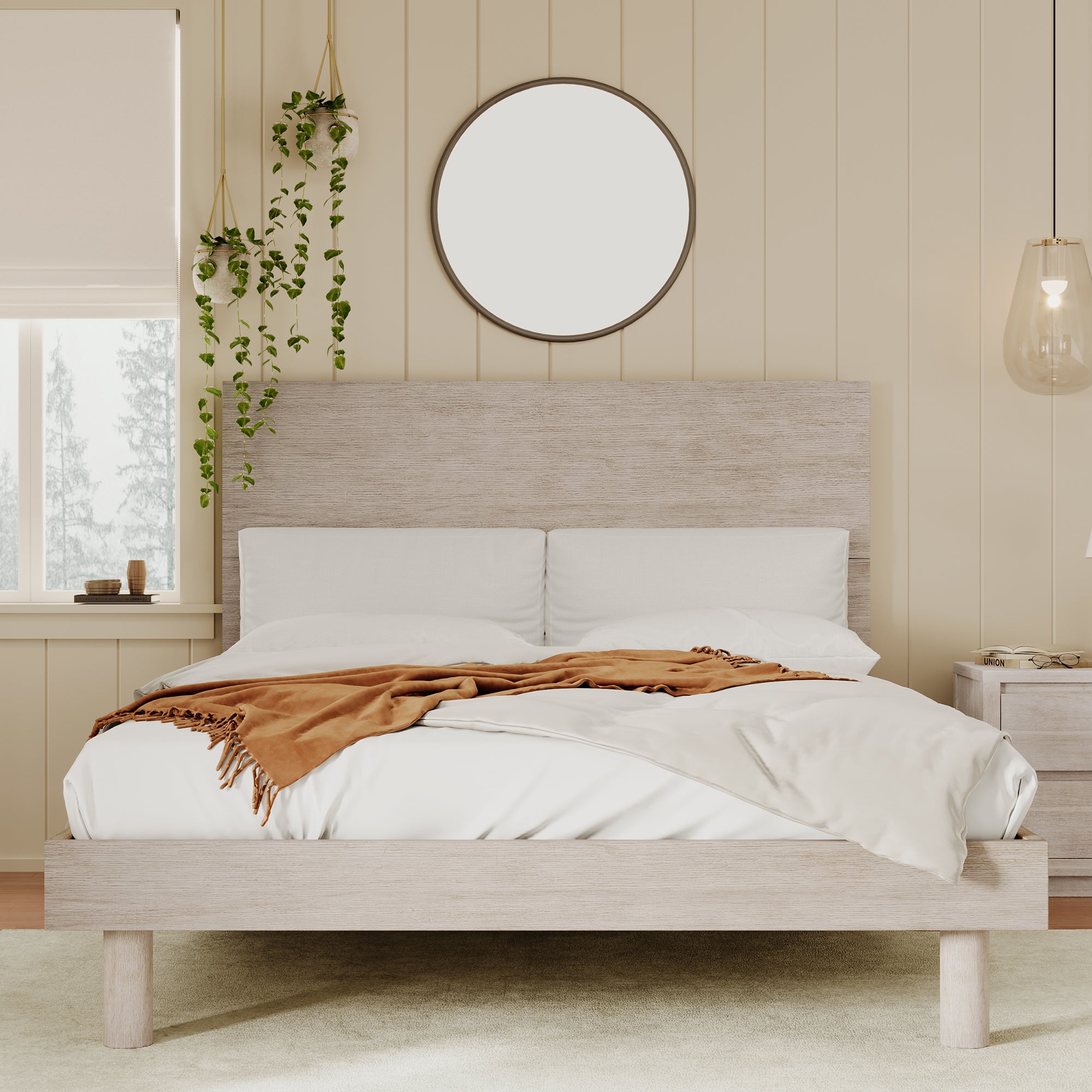 3 Pieces Wood Frame Bedroom Set with Full Platform Bed and Nightstand and Dresser