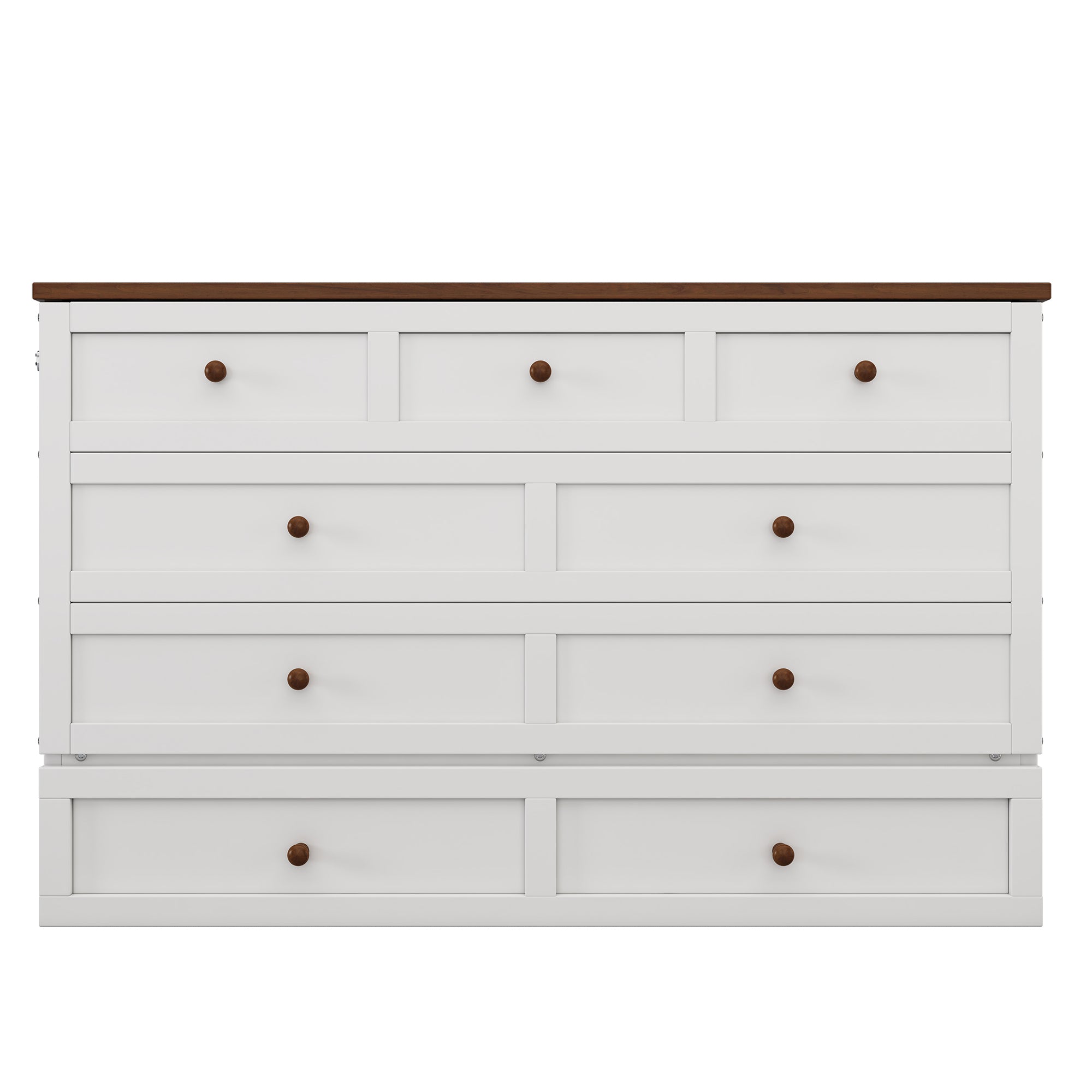 2 Pieces Wood Frame Bedroom Sets with Murphy Bed and Nightstand